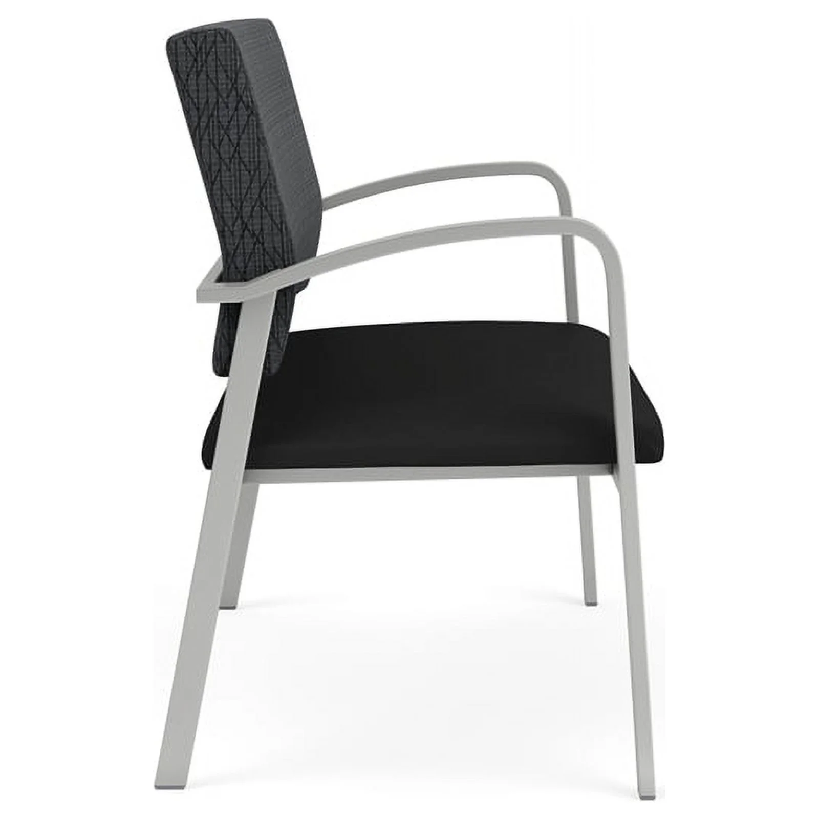 Lesro Newport 2-Seat Polyurethane Reception Loveseat in Silver/Black