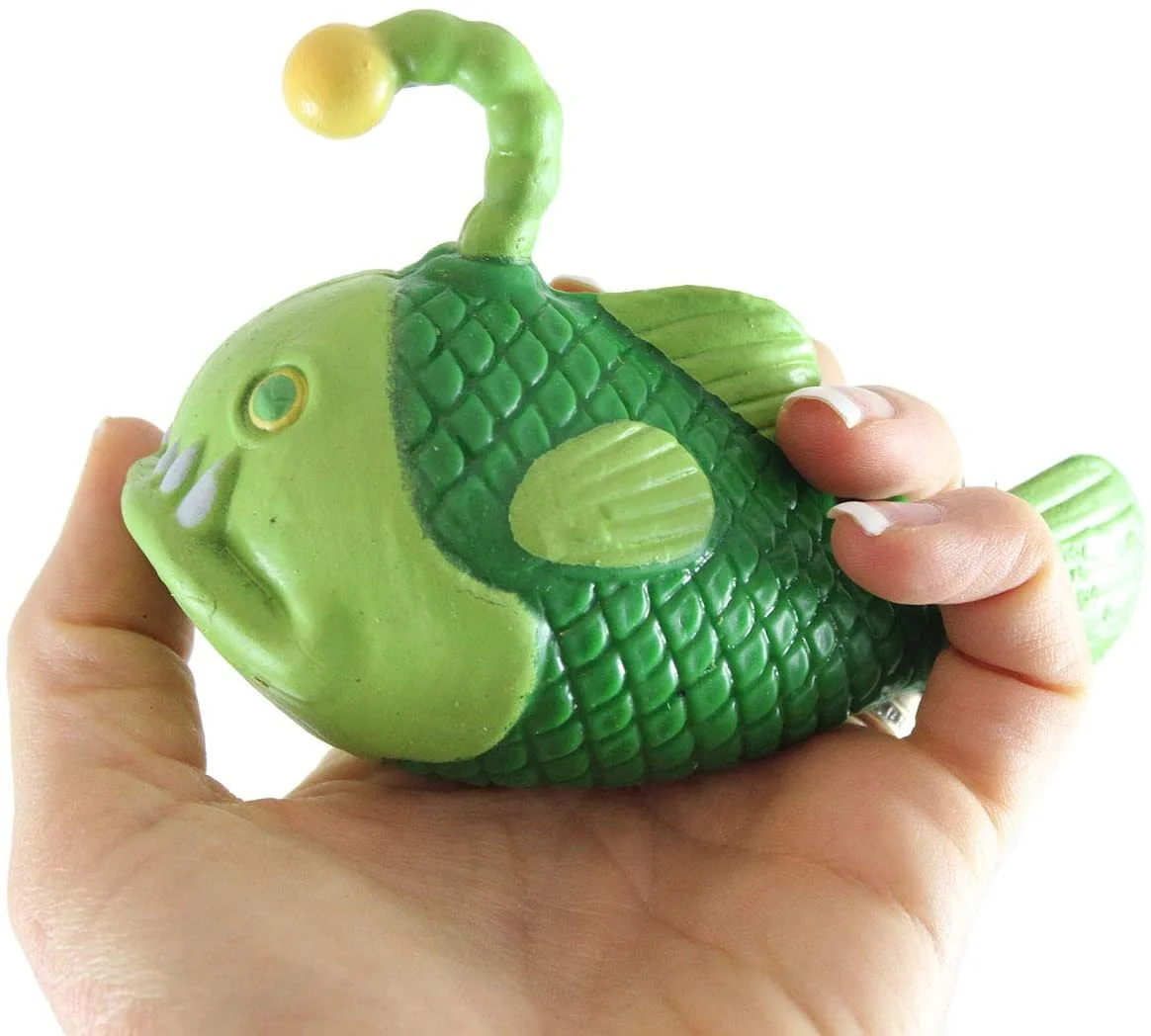 Angler Fish Cute Sea Creatures Stretchy and Squeezy Toy - Crunchy Bead Filled - Fidget Stress Ball. (Random Color)