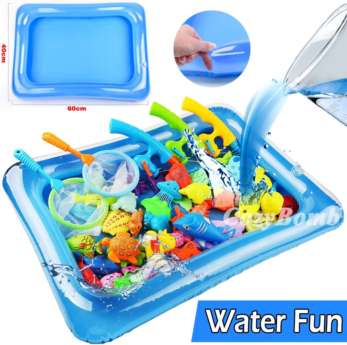 Magnetic Fishing Pool Toys Game for Kids, Water Table Bathtub kid Toy , with Pole Rod Net Color Ocean Sea Animals Gifts for Kids 4-8
