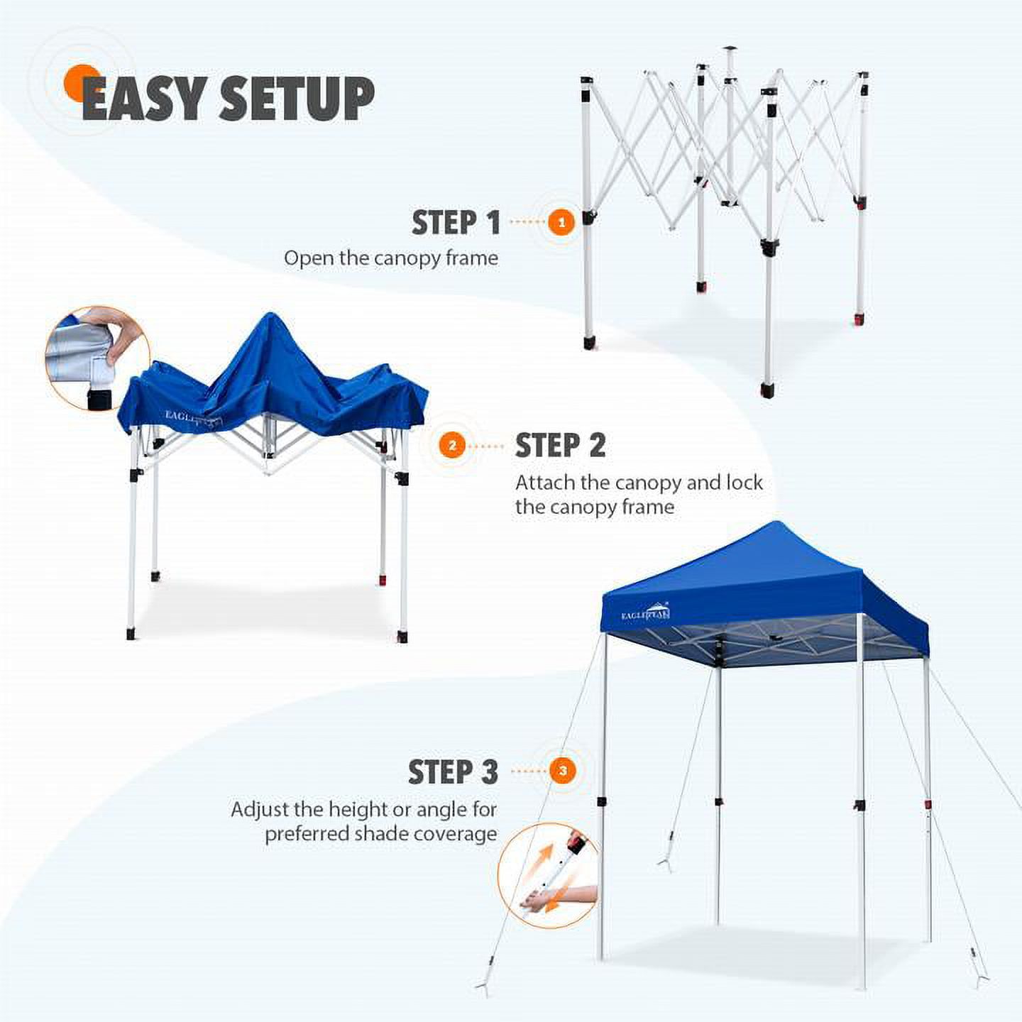 EAGLE PEAK 5x5ft Pop Up Canopy Tent Instant Outdoor Canopy Easy Set-up Straight Leg Folding Shelter