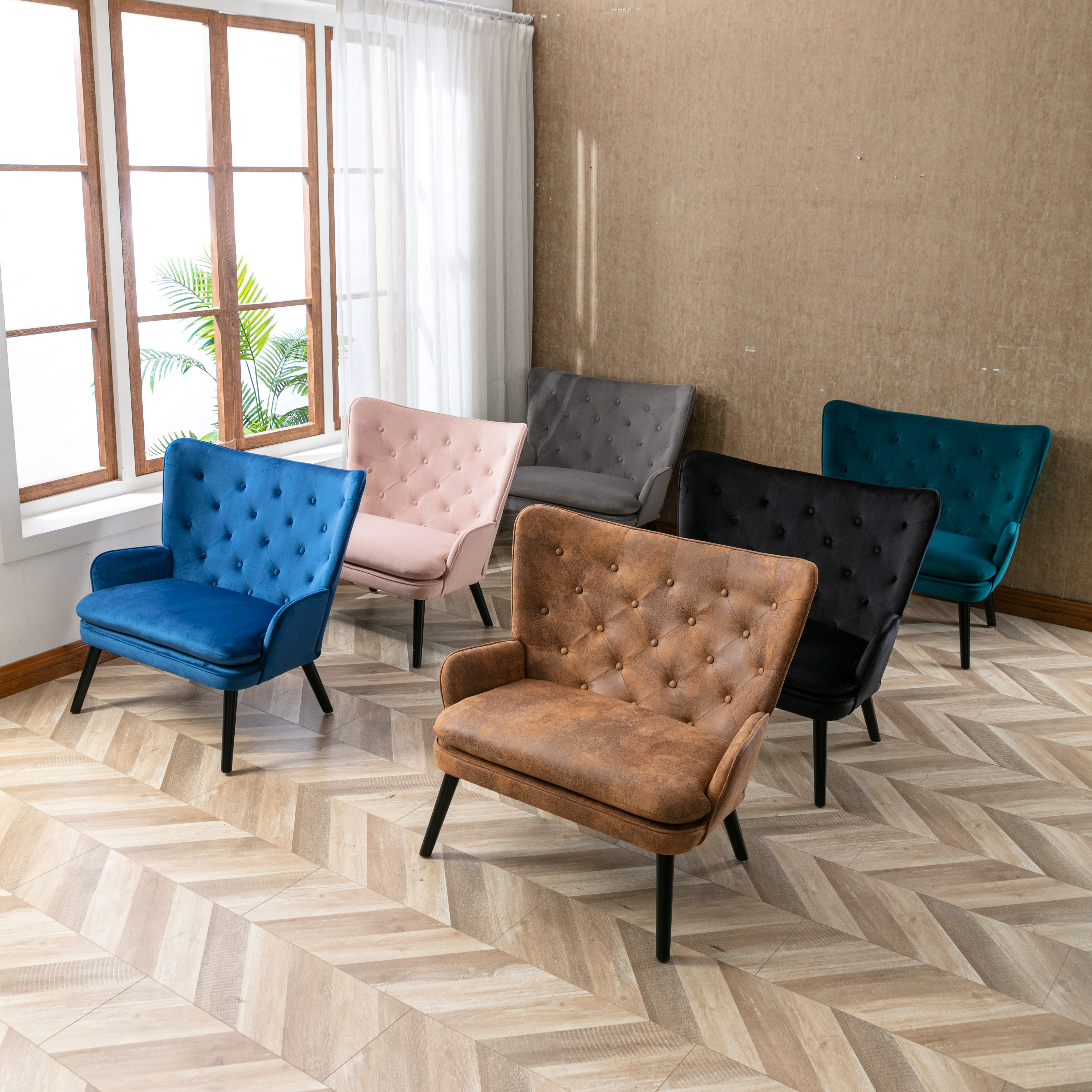 High Back Accent Chair .Comfortable Loveseat Fabric Padded Seat&nbsp;.Modern High Back Arm-sofa