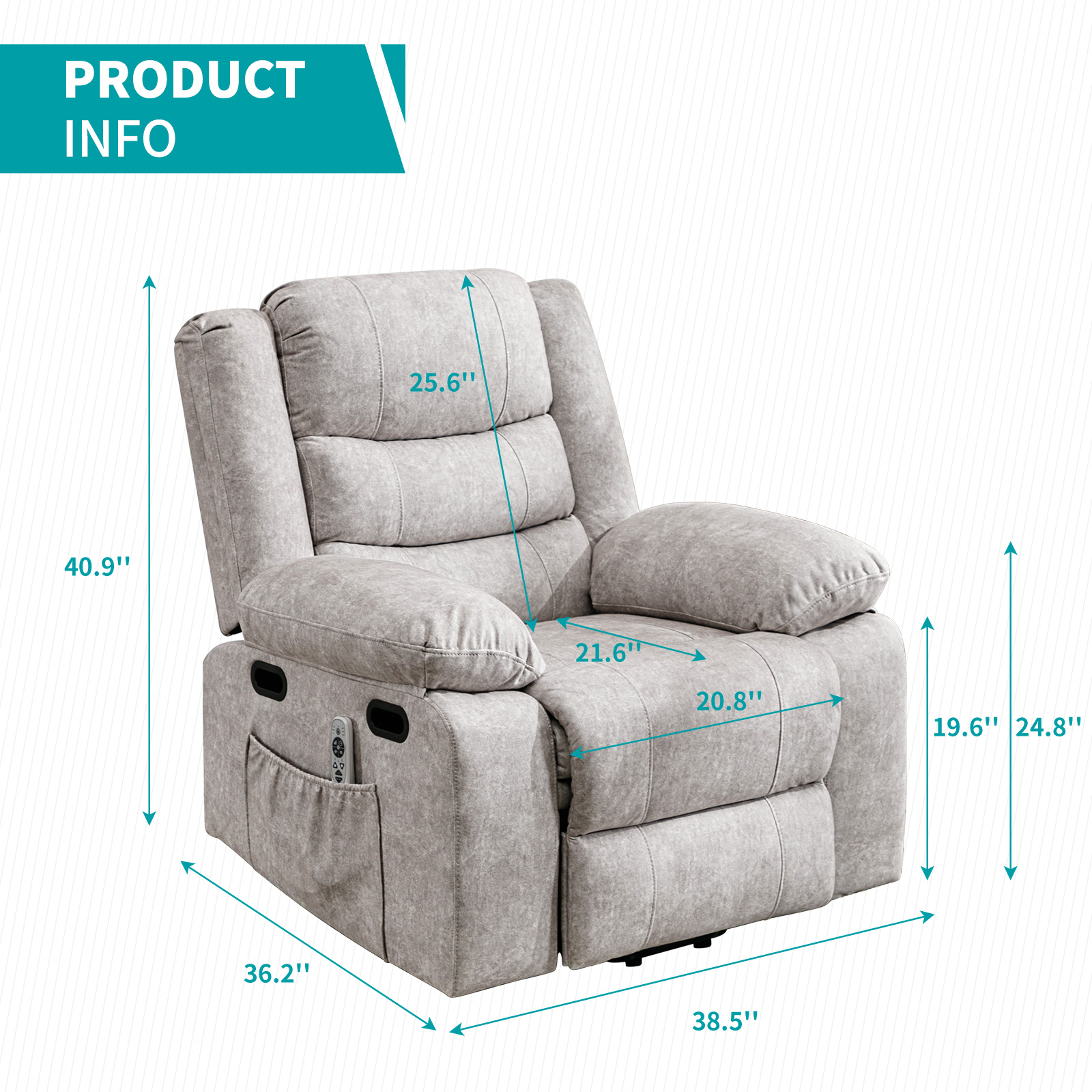 BALUS Recliner Chair for Adults, Electric Glider Recliner with Heat Vibration Function, Upholstered Modern Massage Chair with Overstuffed Armrest Backrest for Living Room Apartment Studio - Beige