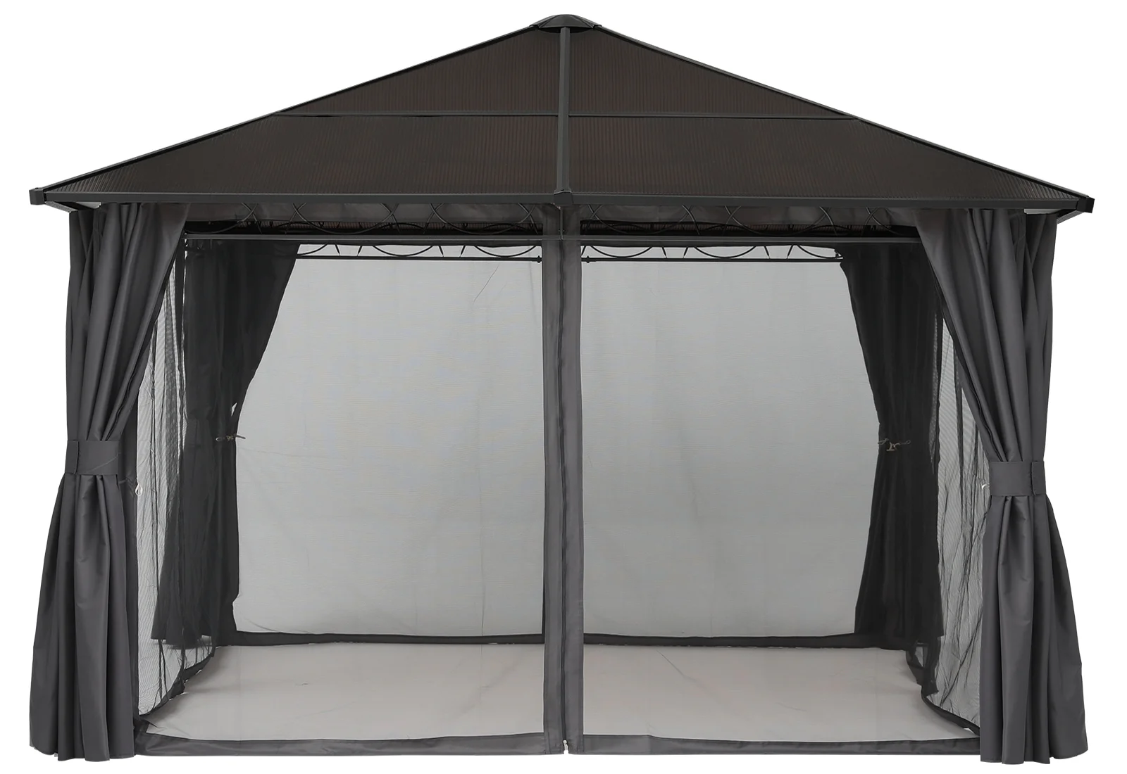 ABCCANOPY 10x10 Hardtop Patio Gazebo with Netting and Screen Walls Curtains,DarkGray
