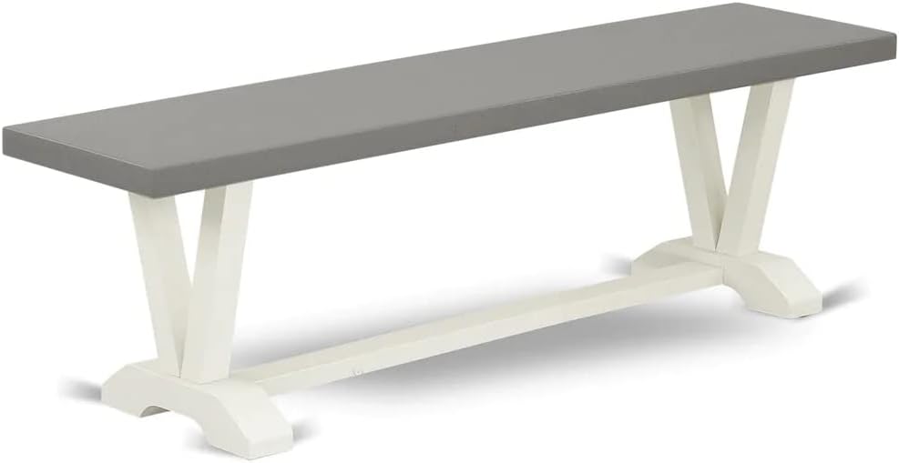 VB096 V-Style Century Modern Dining Bench With Solid Wood Seat, 60X15x18 Inch