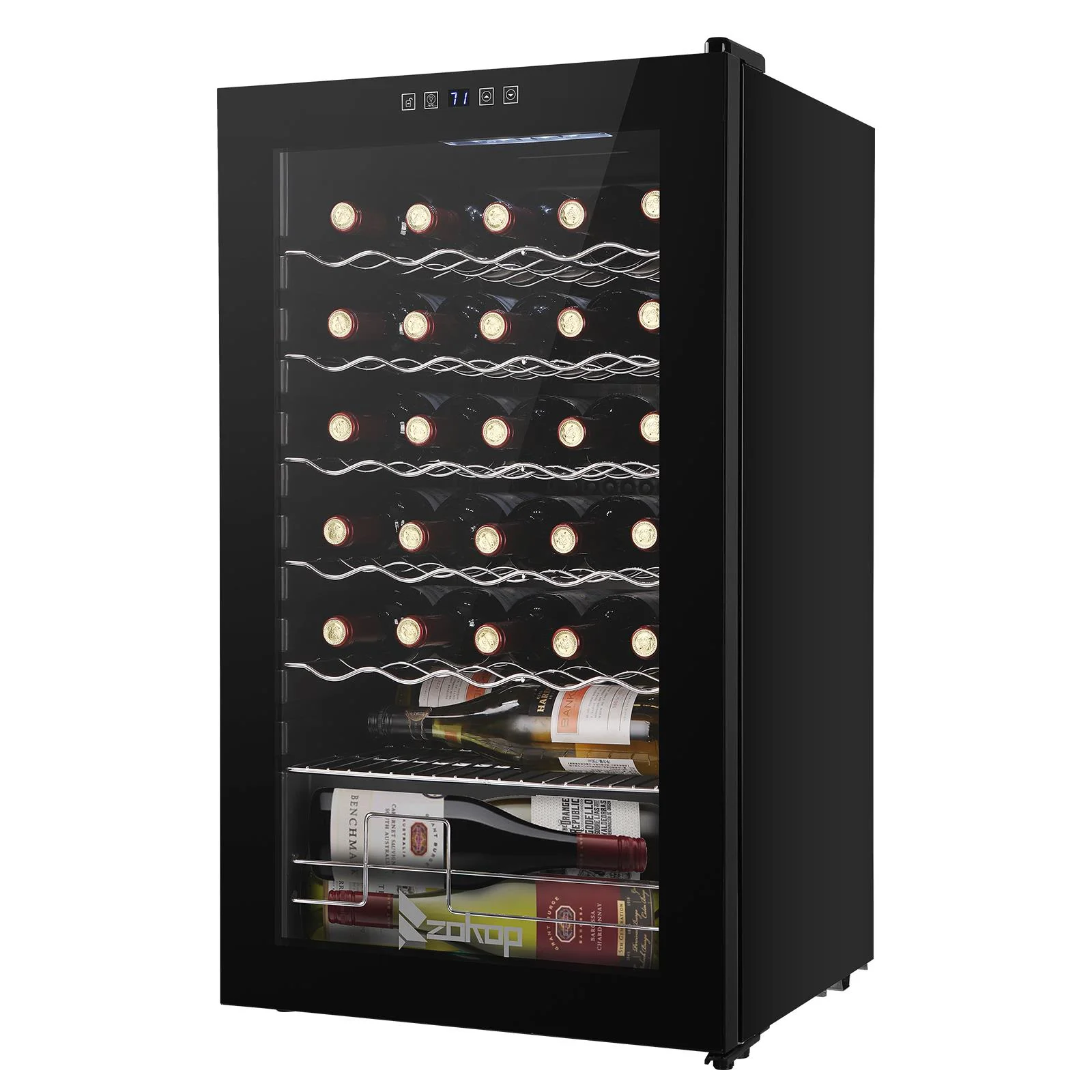 Ubesgoo 3.0cu.ft/85l Electronic Wine Cabinet Cold Rolled Sheet Transparent Glass Door / 34 Bottle with Display Black