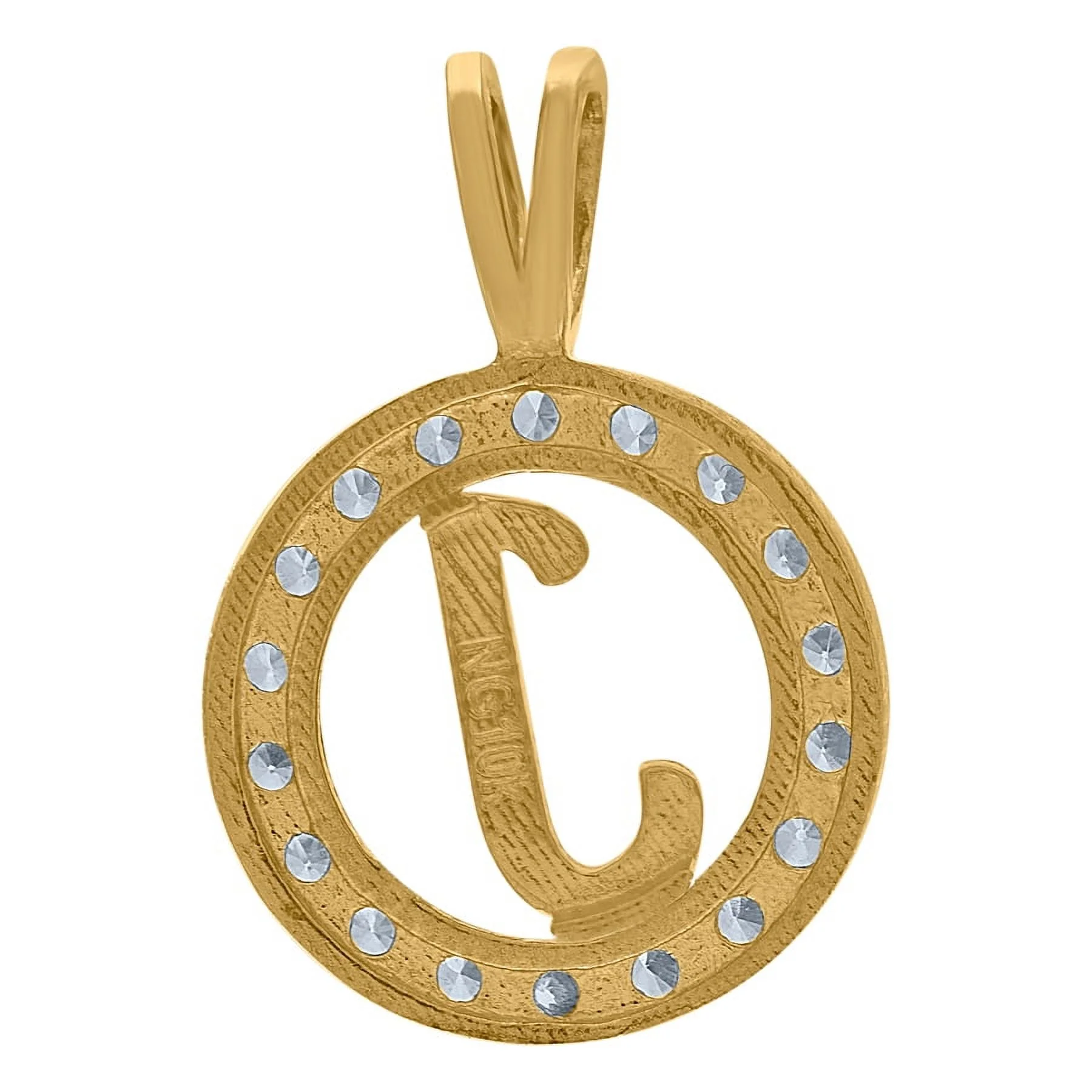 10k Two tone Gold Unisex CZ Cubic Zirconia Letter Name Personalized Monogram Initial J Round Charm Pendant Necklace Meas