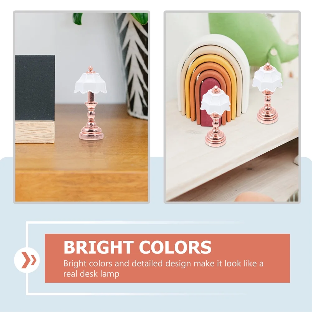 Mini House Table Light Models Micro Lights Vintage 4 Pcs Tiny Miniature Lamps For Dollhouse Iron Travel