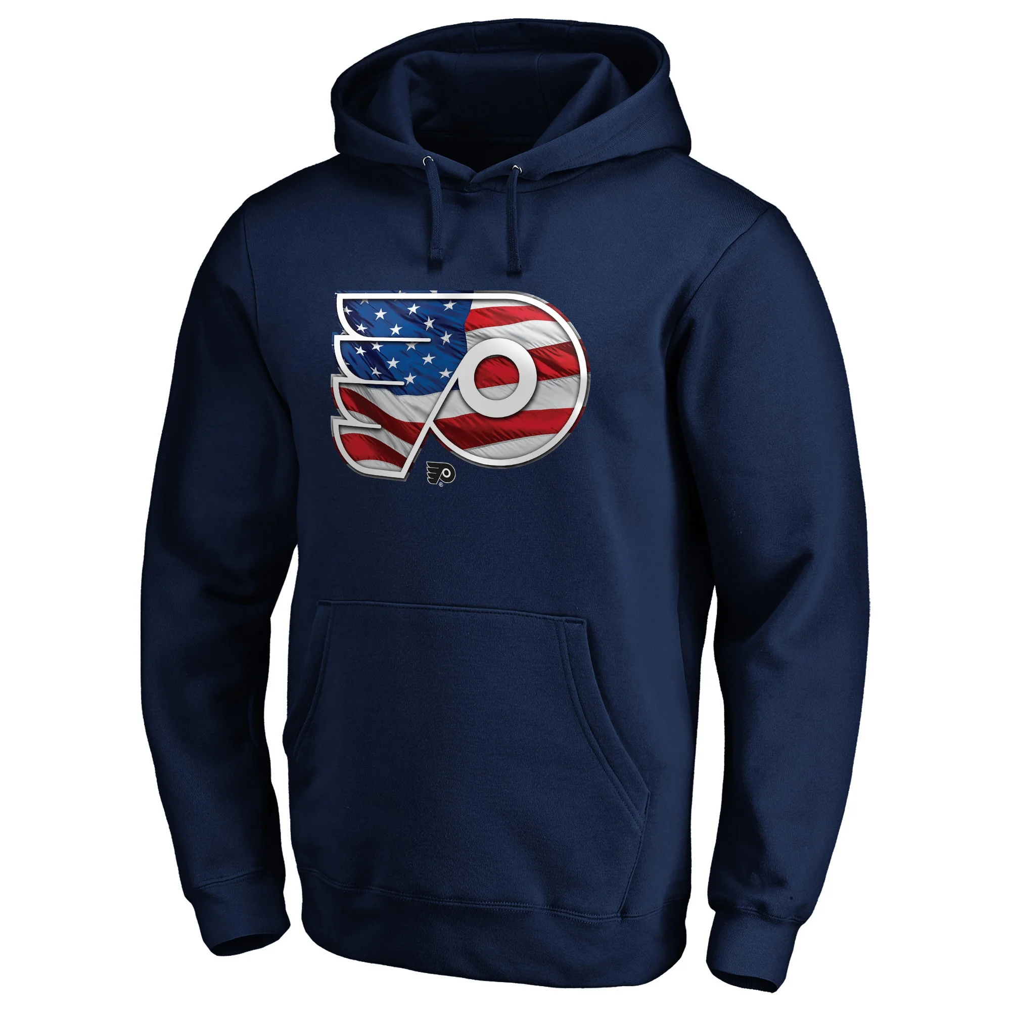 Men's Fanatics Branded Navy Philadelphia Flyers Banner Wave Logo Pullover Hoodie