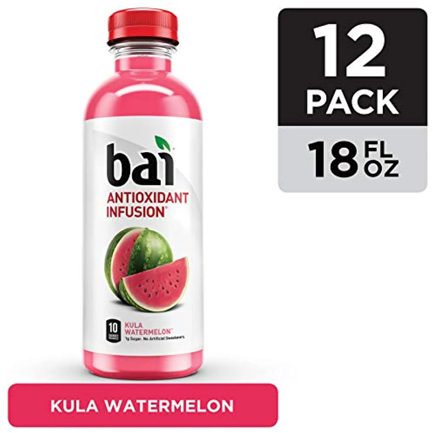 Bai Flavored Water, Kula Watermelon, Antioxidant Infused Drinks, 18 Fluid Ounce Bottles, 12 Count
