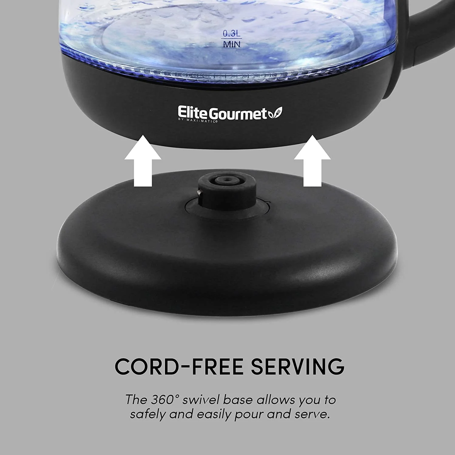 Elite Gourmet 1L Electric Glass Water Kettle, Black