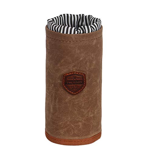 TOURBON Bike Handlebar Pouch Bicycle Water Bottle Drink Cup Holder - Canvas and Leather