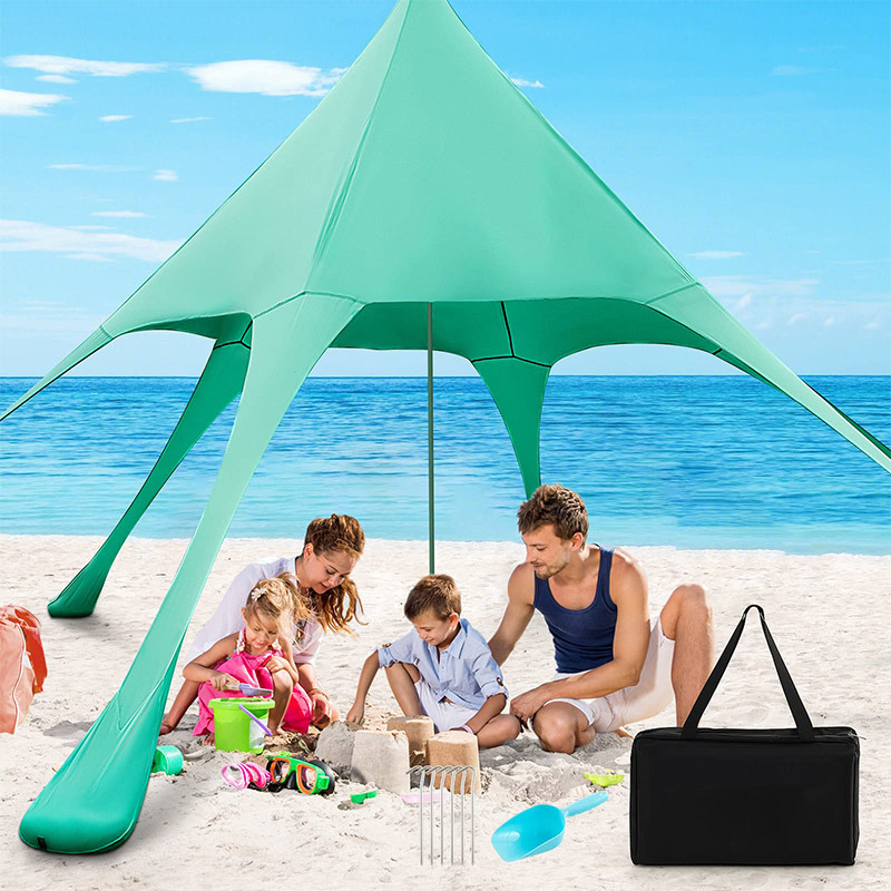 Portable Canopy Set in Blue/Green Polyester Lycra Fabric - 1 Canopy set - 7.55 - Stay shaded and comfortable on the go with our versatile canopy set!