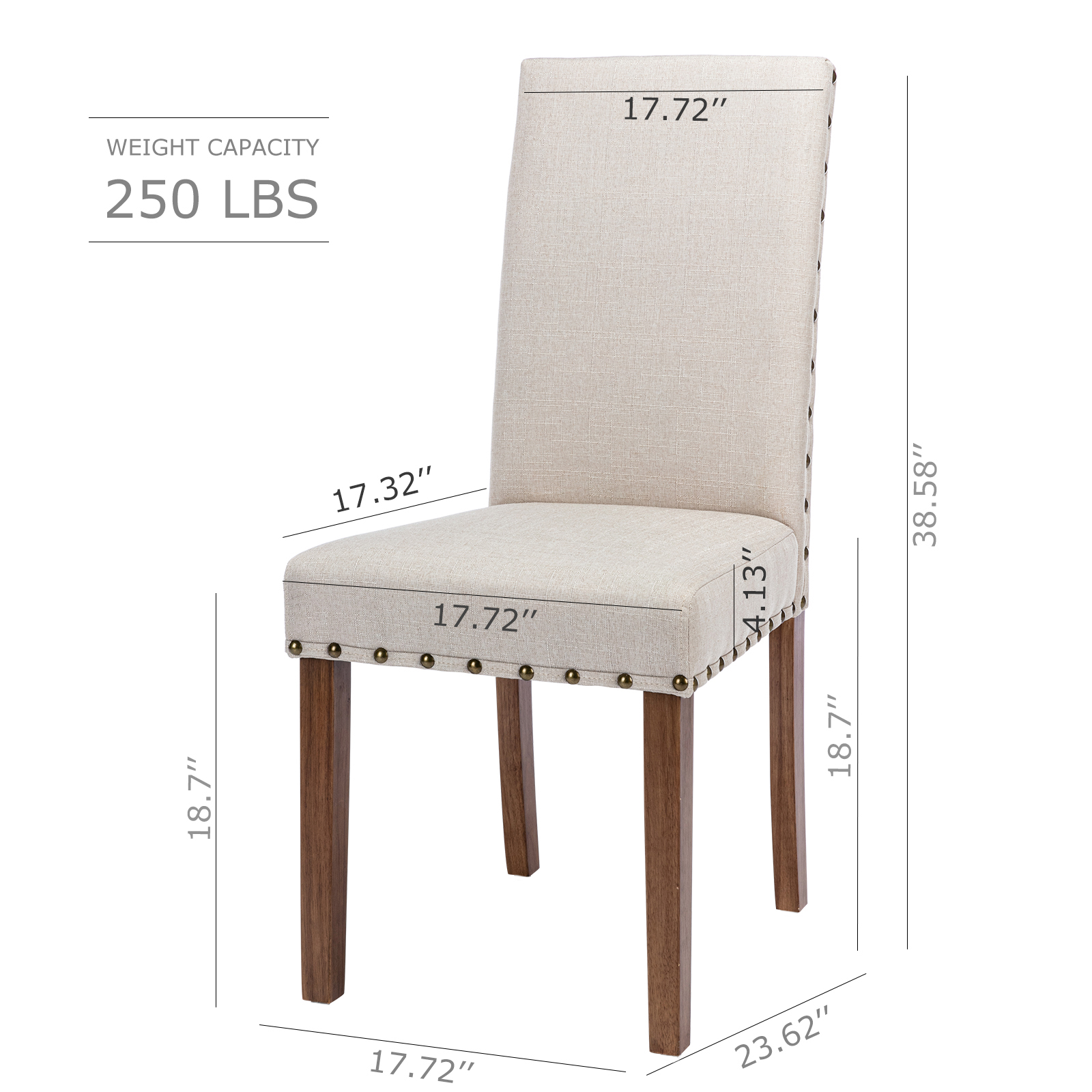 Snugway Handcraft Linen Solid Wood Parson Chair,Dining Chair,Set of 6,Beige