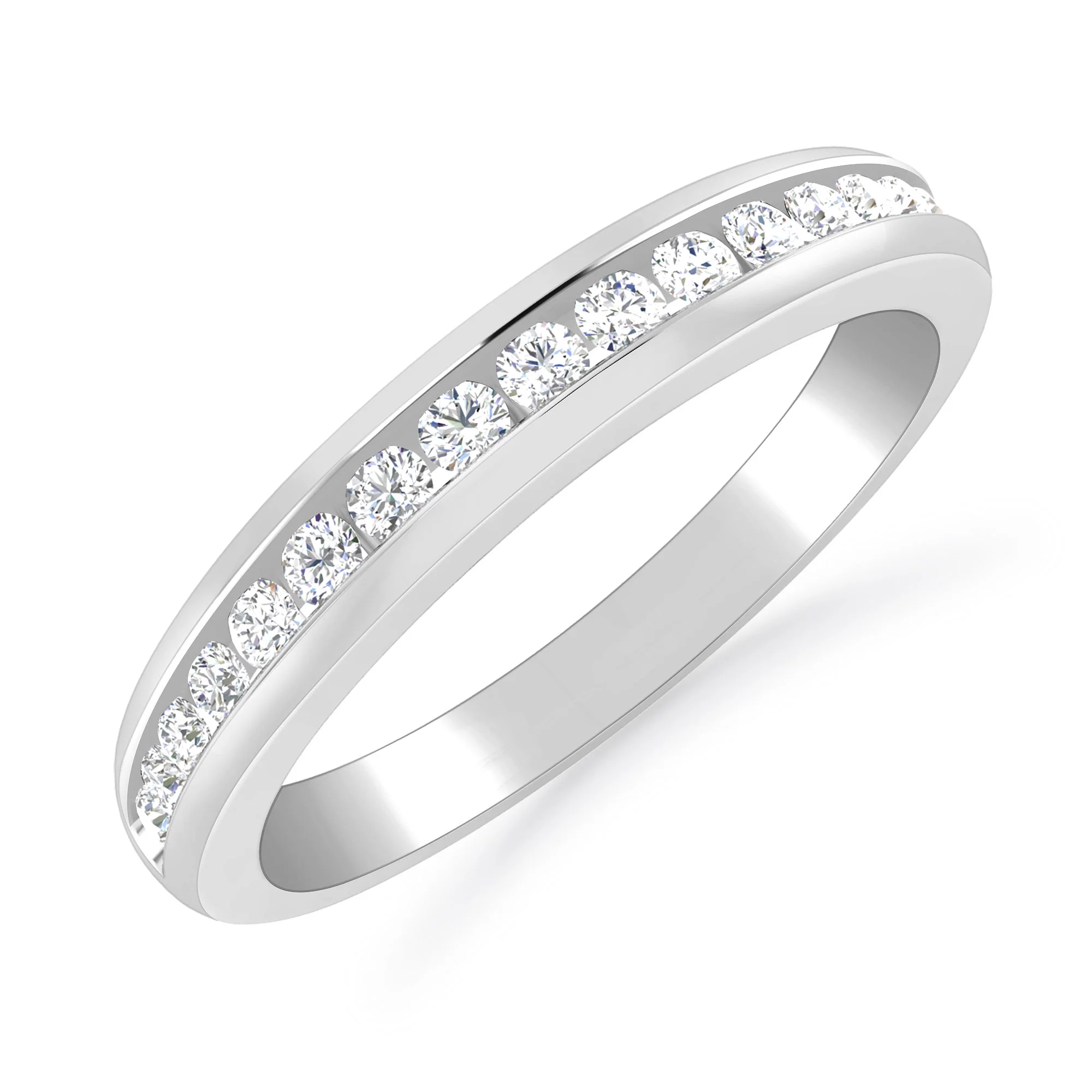 1/4 Carat 14K White Gold Round Diamond Wedding Anniversary Stackable Band for Women (J Color, I2-I3 Clarity)