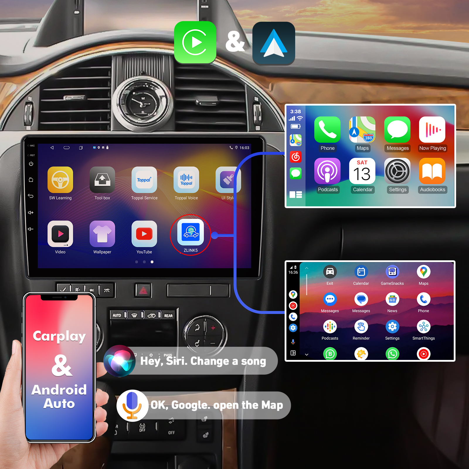 6+128G Aumume 10.1 inches Android 12 Double Din Car Stereo for Chevrolet/GMC/Buick IPS Touchscreen Screen Car Radio with Carplay & Android Auto Support Backup Camera GPS Navi FM BT