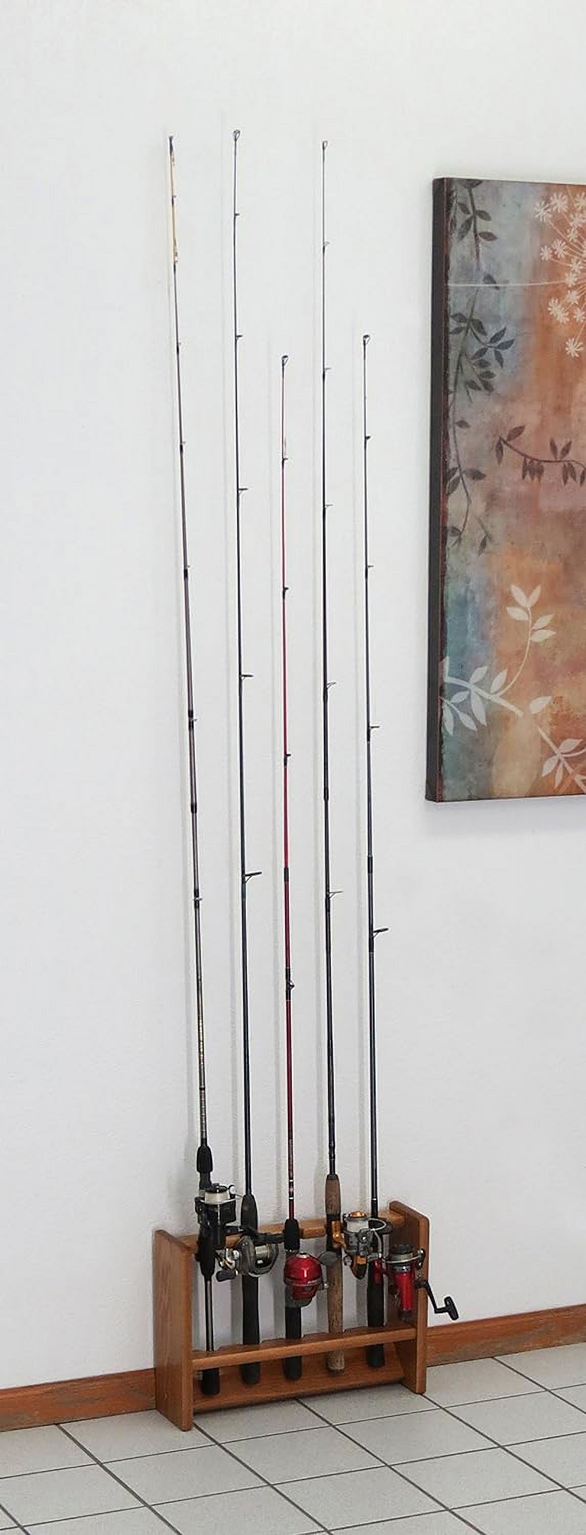 5 Medium Oak Fishing Rod Rack