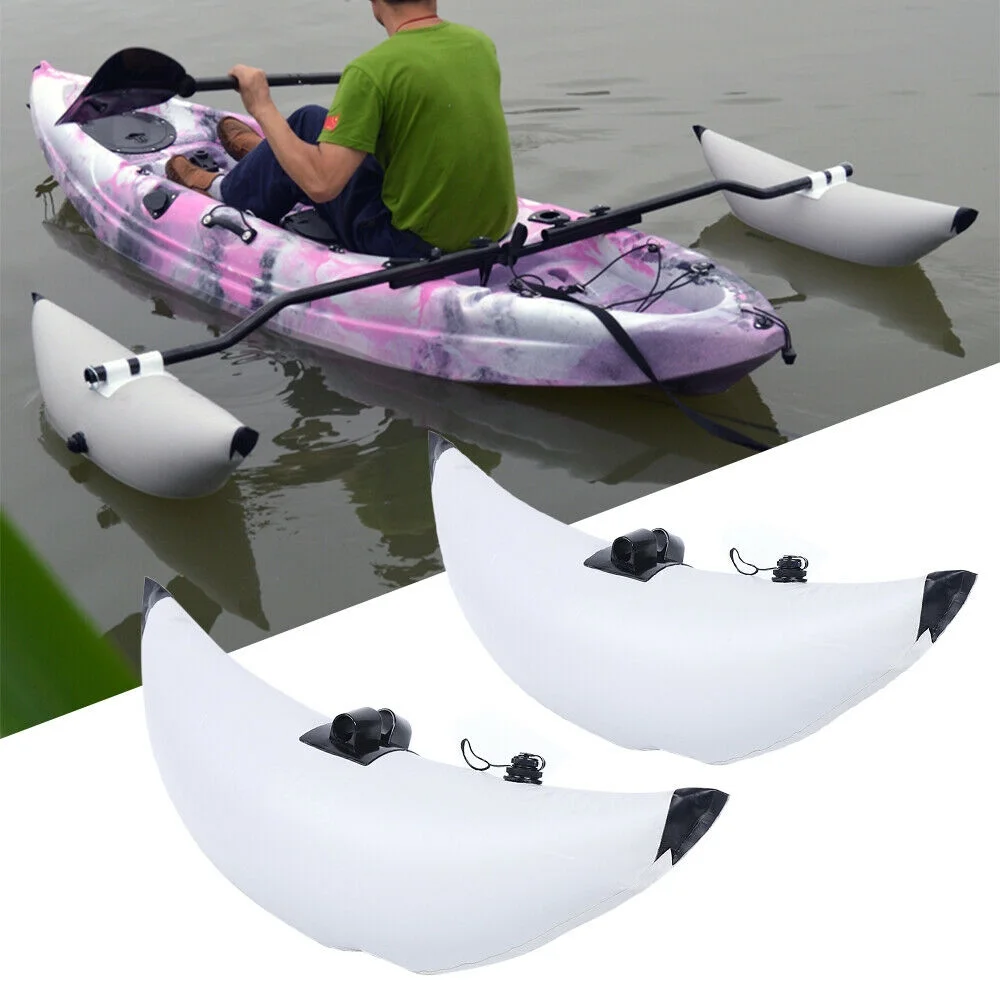 Fichiouy 2Pcs Kayak Outrigger Kayak Water Stabilizer PVC Inflatable Pontoon Tube Kit White