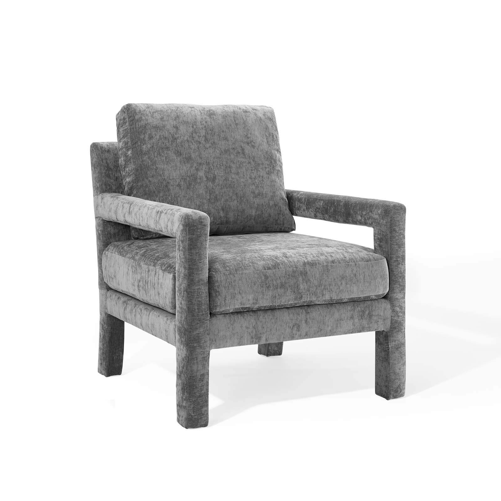 Modway Rehearse Crushed Performance Velvet Armchair in Gray