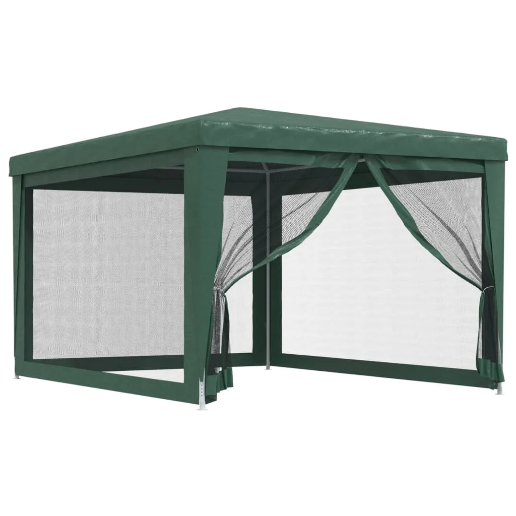 Buyweek Party Tent with 4 Mesh Sidewalls Green 9.8'x13.1' HDPE