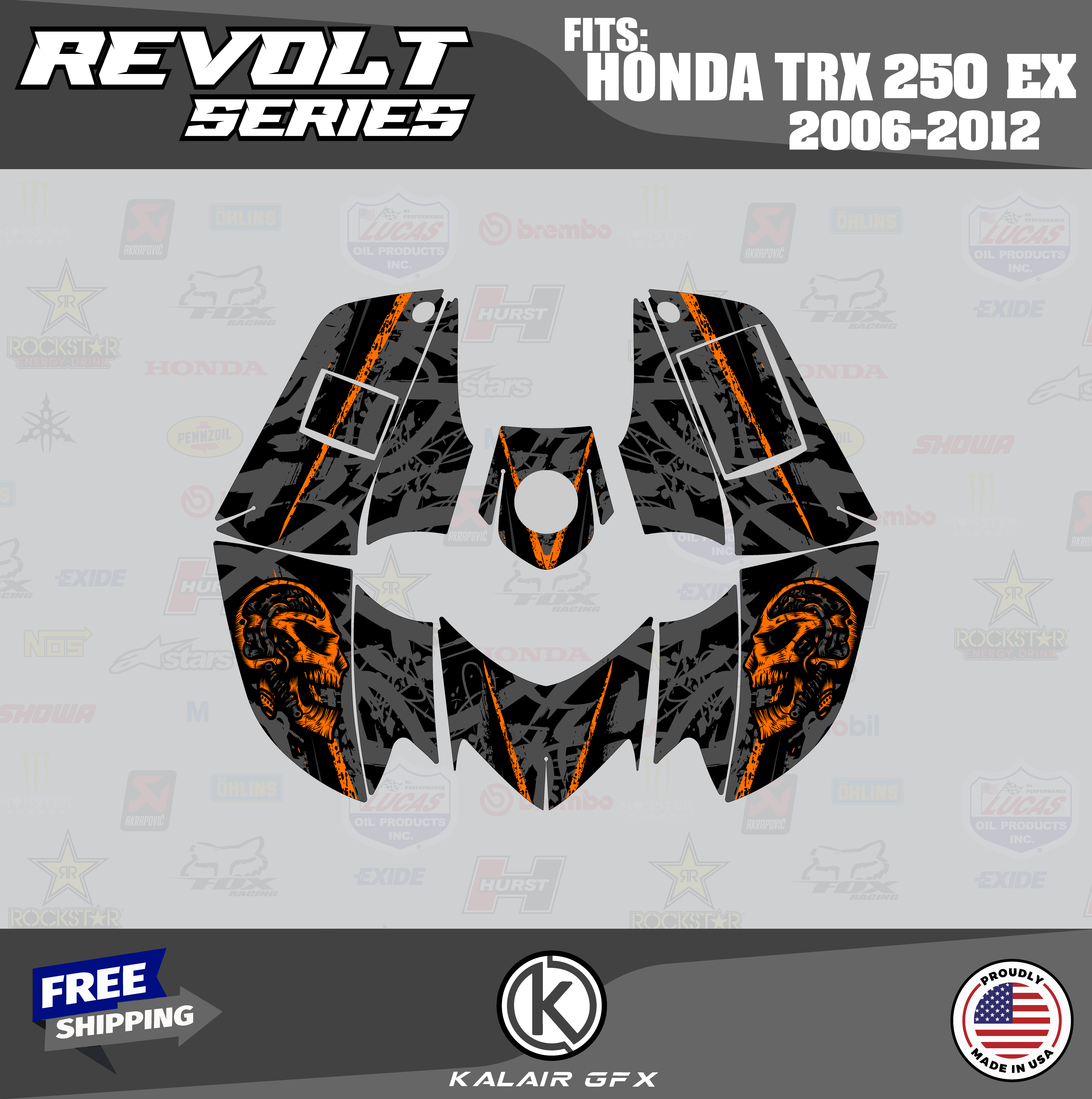 Kalair GFX Graphics Kit for Honda ATV TRX 250EX (2006-2012) Revolt Series