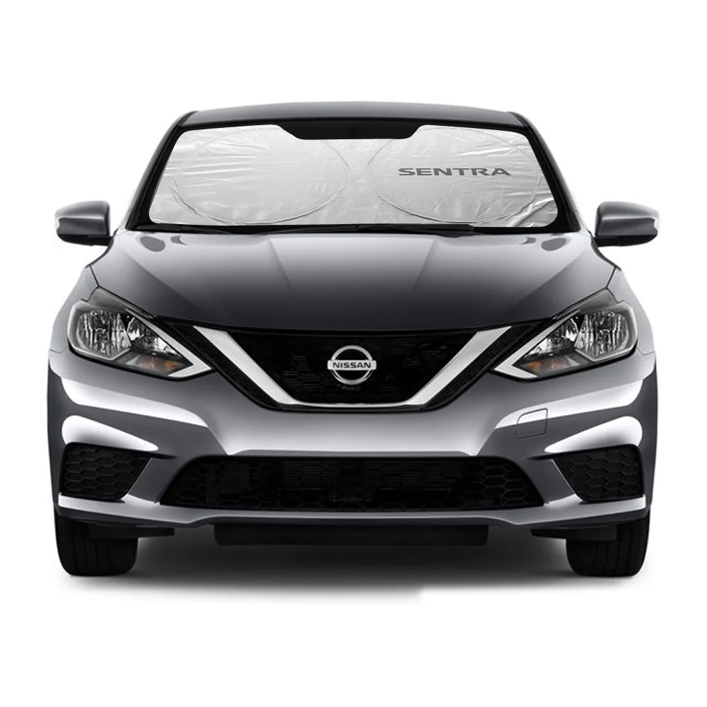 Nissan Sentra Universal Fit One-Piece Easy Folding Silver Reflective Fabric Windshield Sun Shade (size: 64