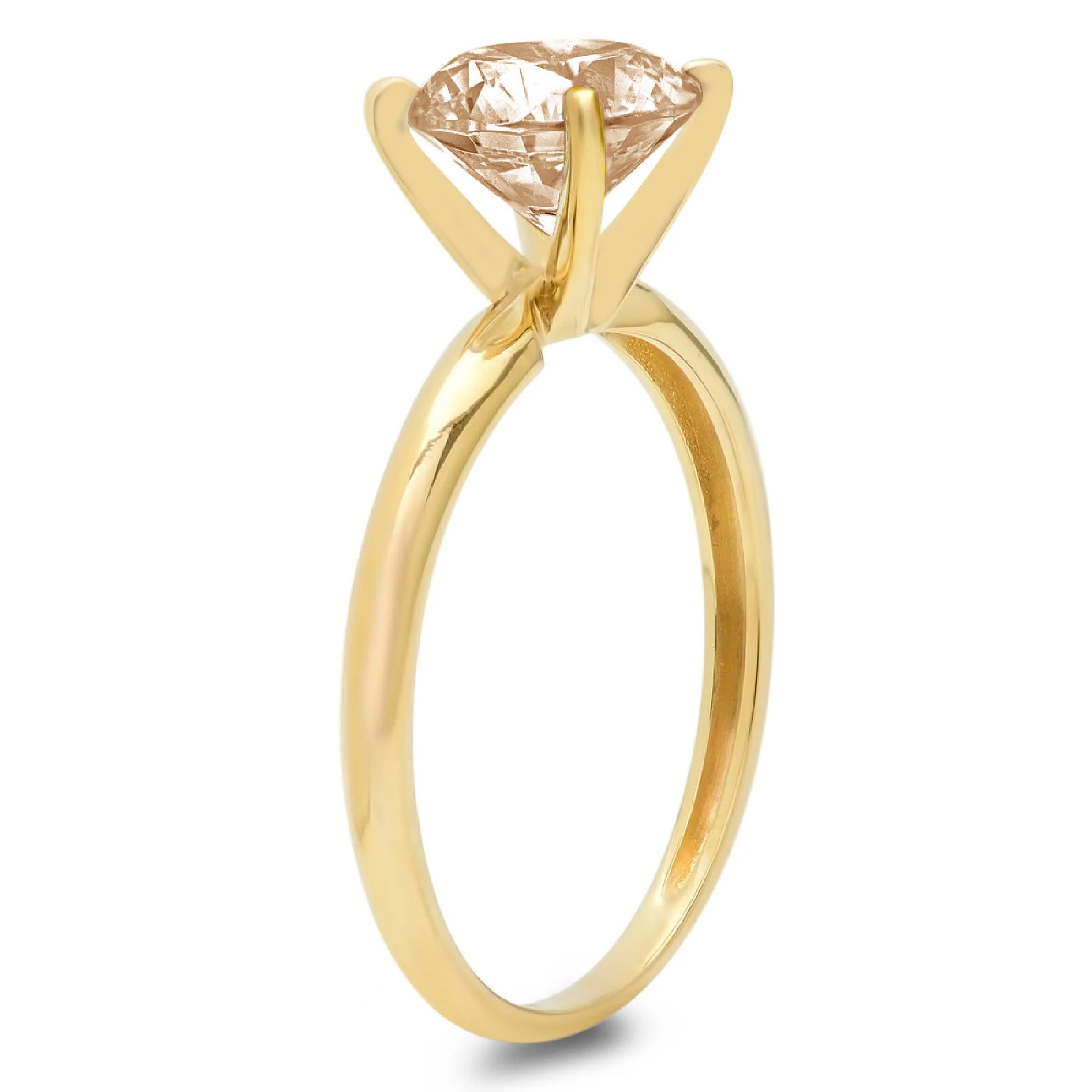 0.5ct round cut champagne simulated diamond 18k yellow gold anniversary engagement ring size 3.75