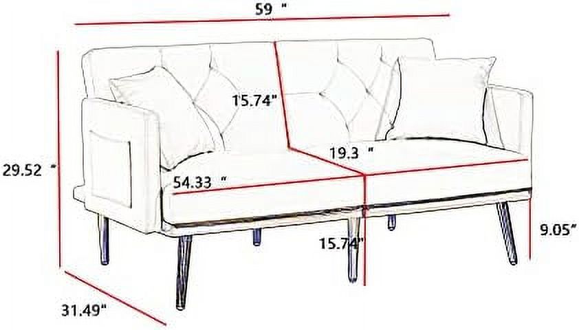 LLBIULife Futon Sofa Bed Convertible Couch Bed  Velvet Sleeper Sofa with Adjustable Armrests&Backrests  Futon Sets for Compact Living Spaces Offices Apartments Dorm Bonus Room（Green）