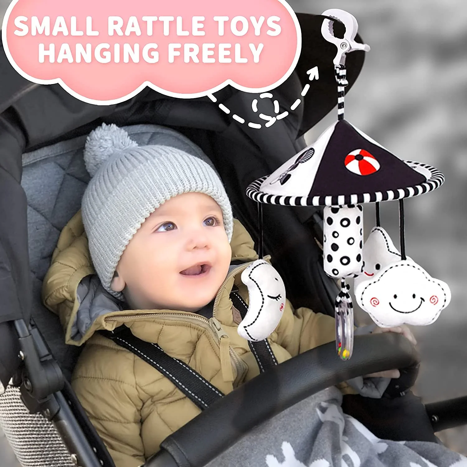 Car Seat Toys for Babies,Hanging Baby Toys,Clip on Stroller Toy for 3 6 to 18 Months,Hanging Rattle Toys for Babies,Hanging Toys for Baby Gym, Newborn Baby Toys 0 3 Months,Infant Toys