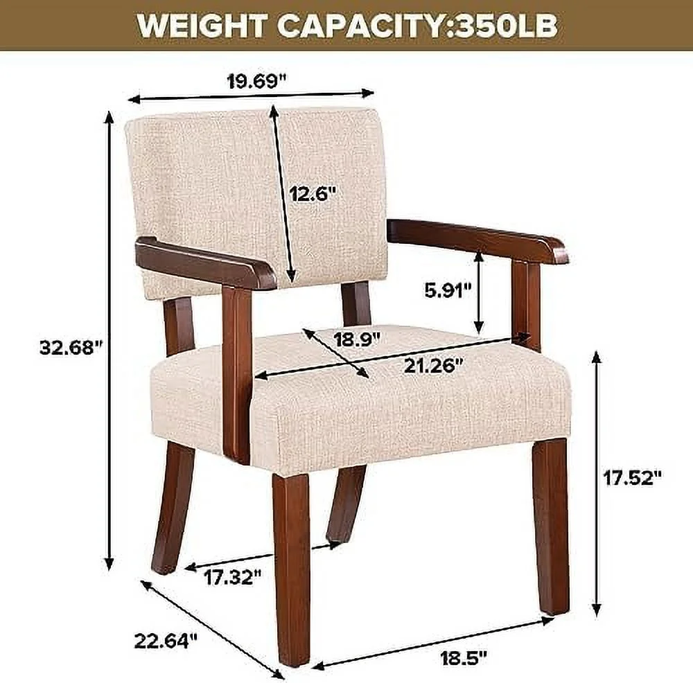 RUNFAYBIU Mid Century Modern Arm Chair with Wood Frame Linen Fabric Comfy Reading Chair Accent Chair for Living Room Bedroom Reading Easy Assembly Beige