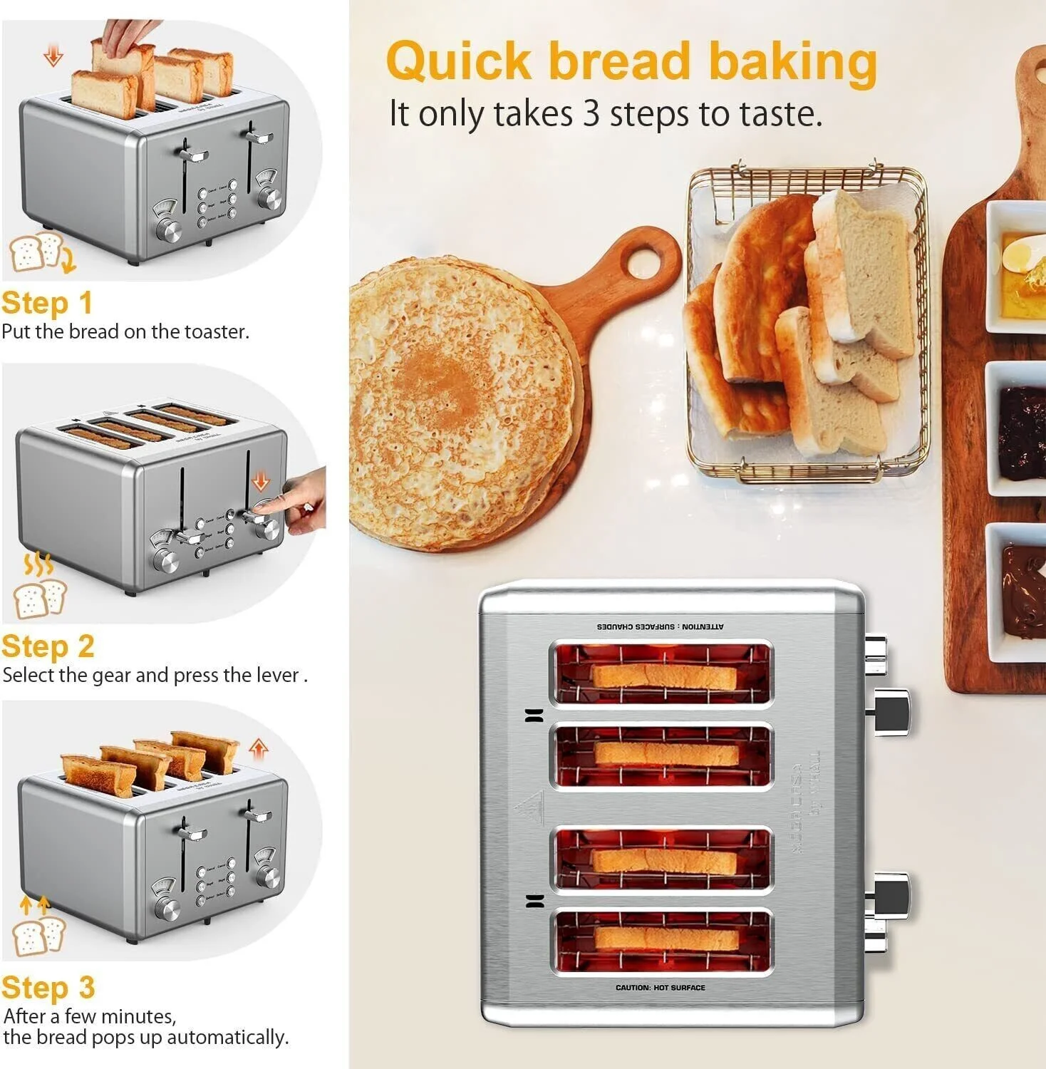 Restored WHALL KST023GU 4 Slice Toaster (Stainless Steel) (Refurbished)