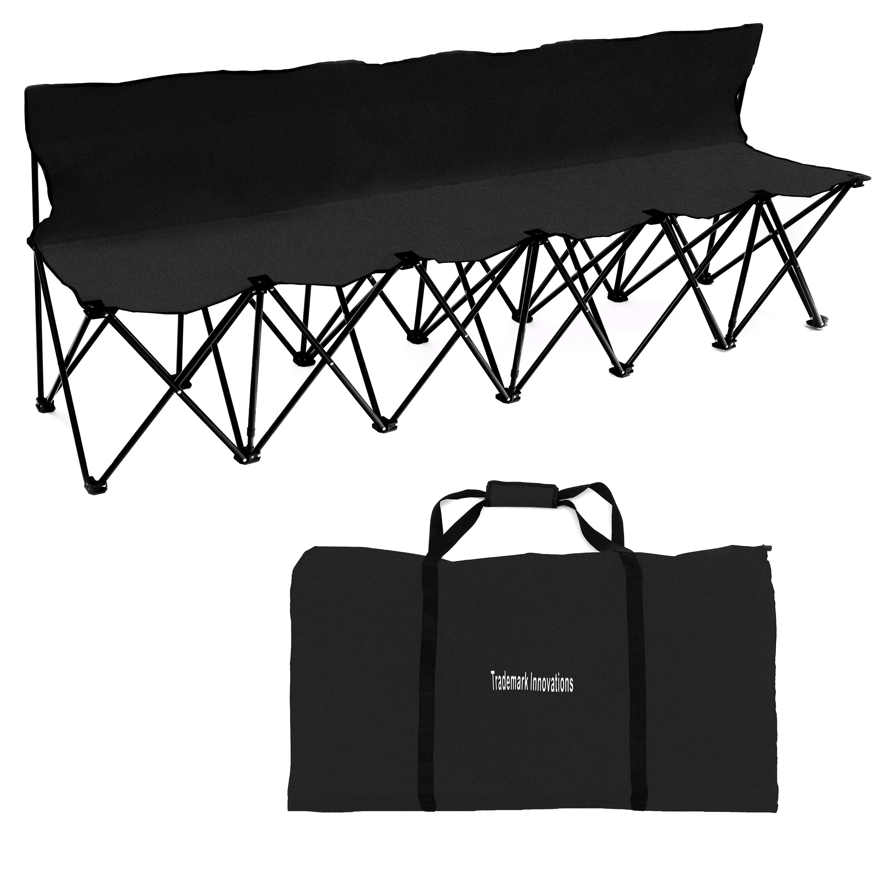 Trademark Innovations 6-Person PVC Folding Sports Sideline Bench with Back