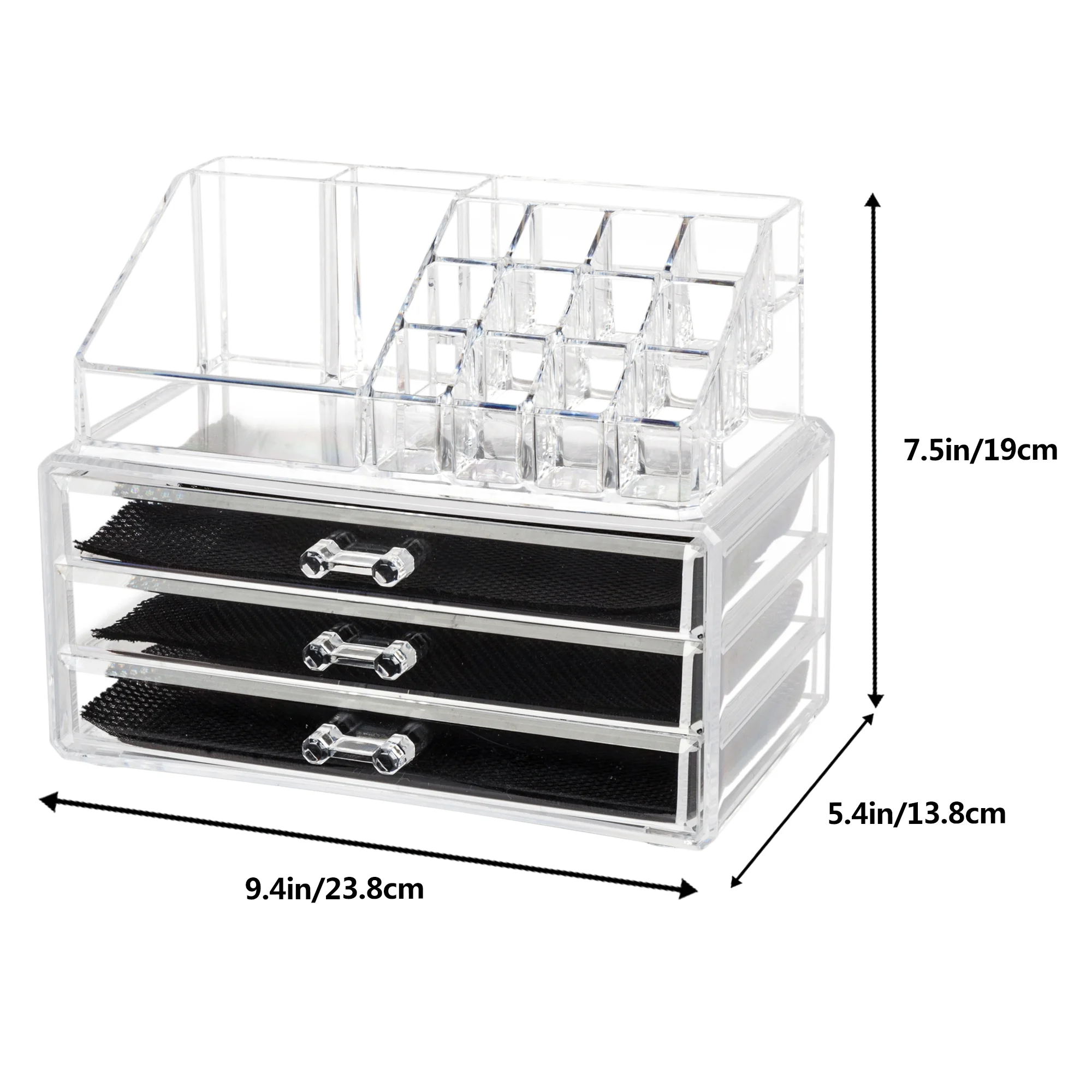 Zimtown Acrylic Cosmetic Organizer, Makeup Case with 3 drawers, Jewelry Storage Box Rack Gift for Women, Clear