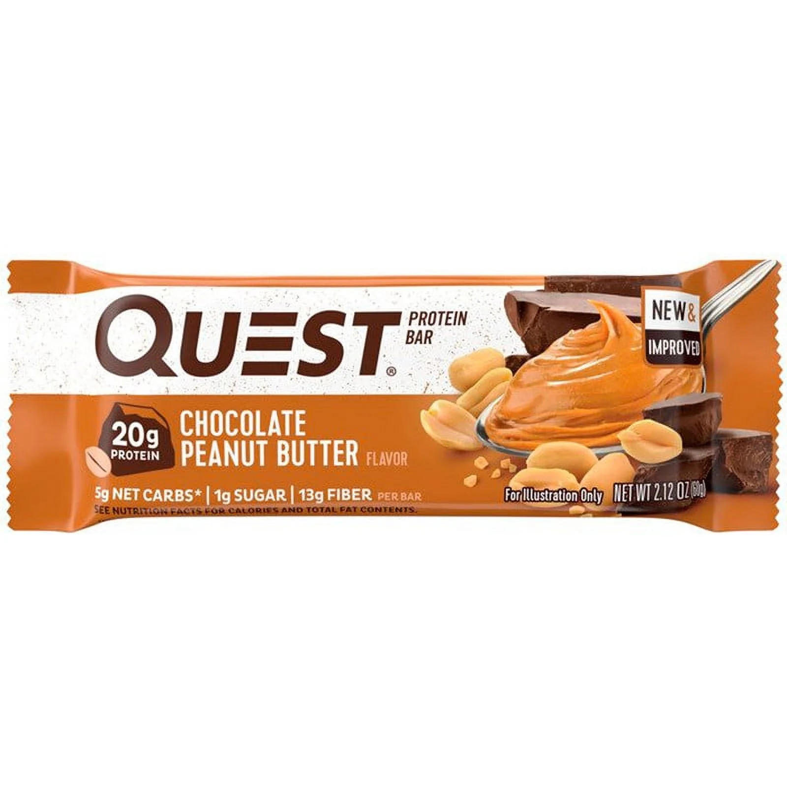 Quest Nutrition Protein Bar Chocolate Peanut Butter 2.12 oz 12 Bars