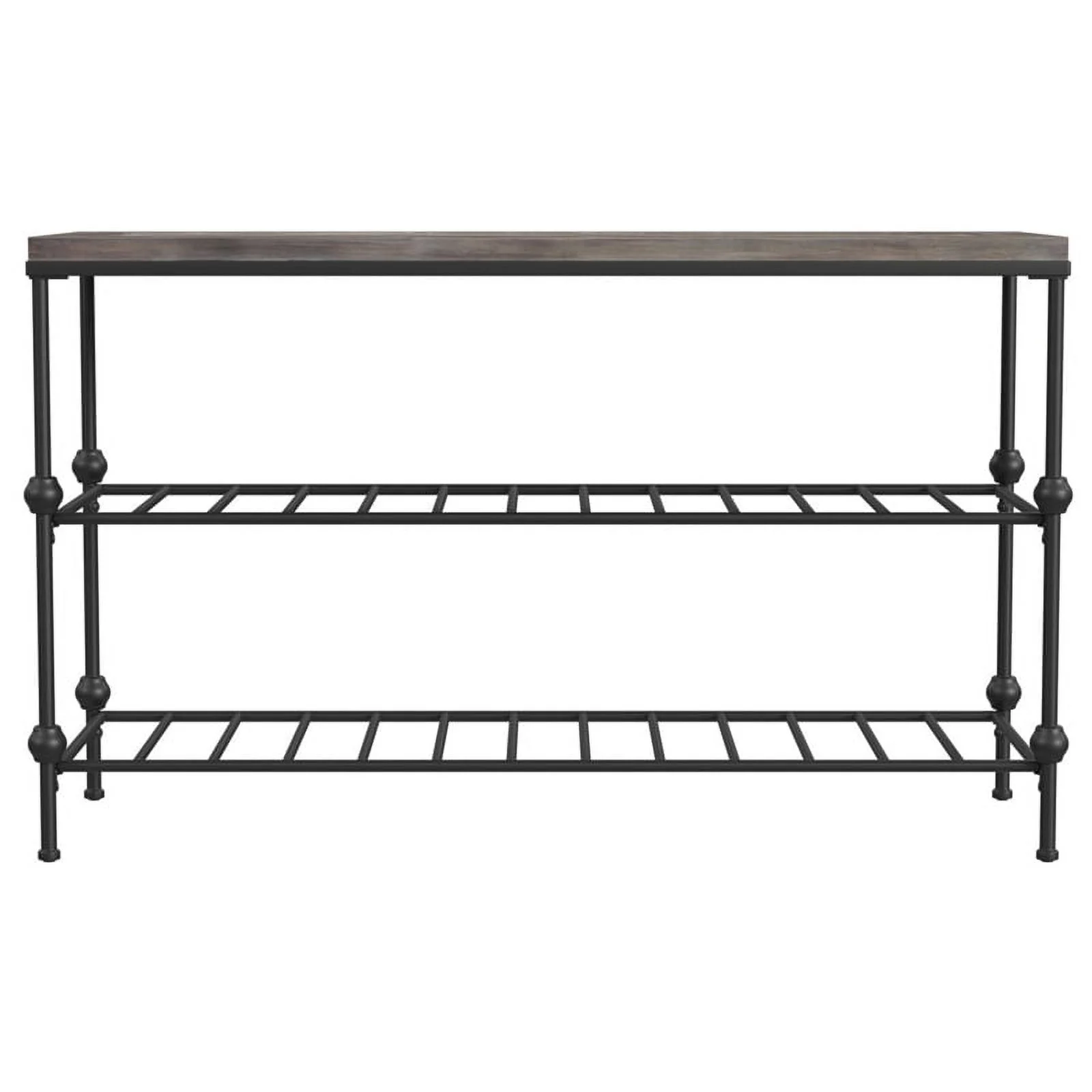 Emery II Console Table  in Gray Wood and Black Metal