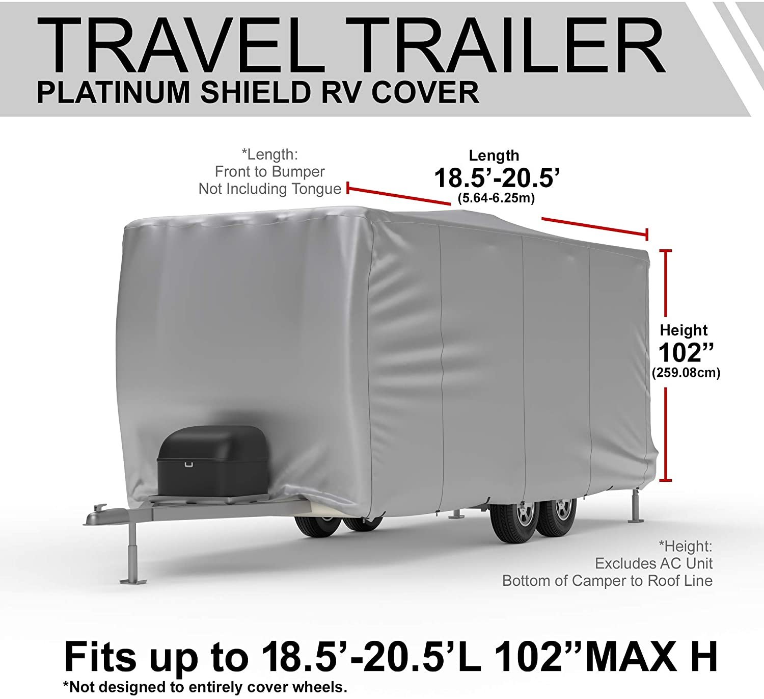 Platinum Shield Weatherproof Toy Hauler RV Cover - FITS: 18.5' - 20.5' Long - Toy Hauler RV - Protect from Rain Water, Snow, Sun - Durable Material - Includes Storage Bag & Wind Straps