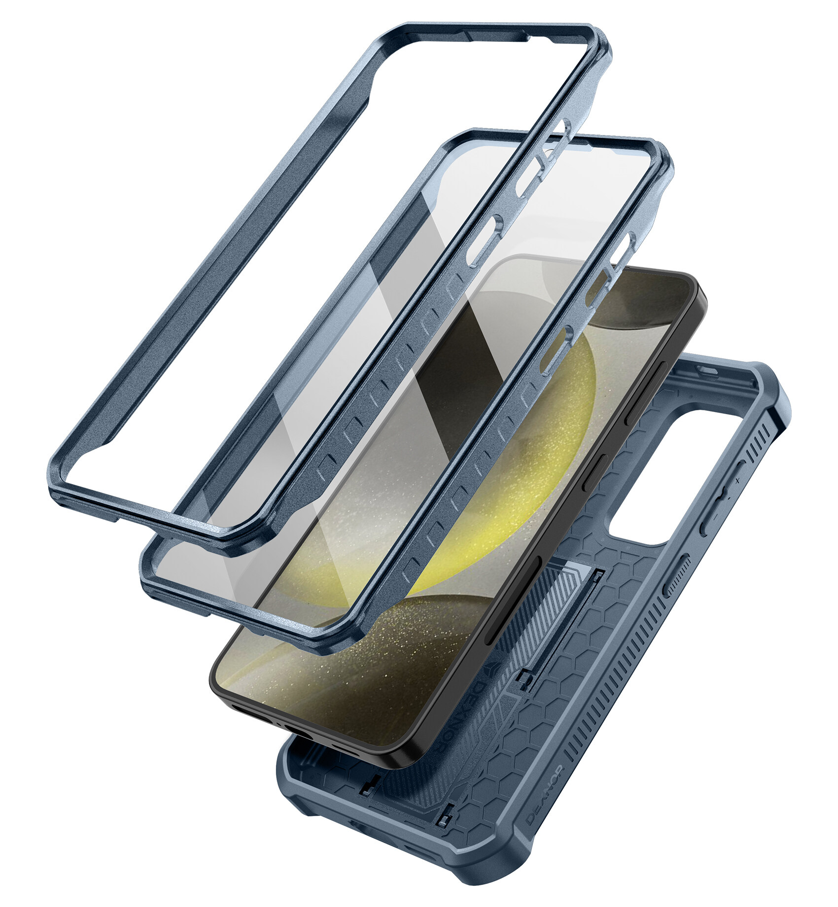 Dexnor for Samsung Galaxy S24 Case with Built-in Slide Camera Cover & Screen Protector & Kickstand, Heavy-Duty Shockproof Rugged Case Full-Body Bumper Protective Cover for Galaxy S24 (2024),Blue