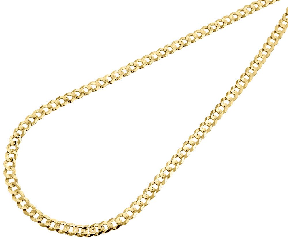 10K Yellow Gold 3.5mm Cuban Link Chain Necklace Lobster Clasp, 22 Inches