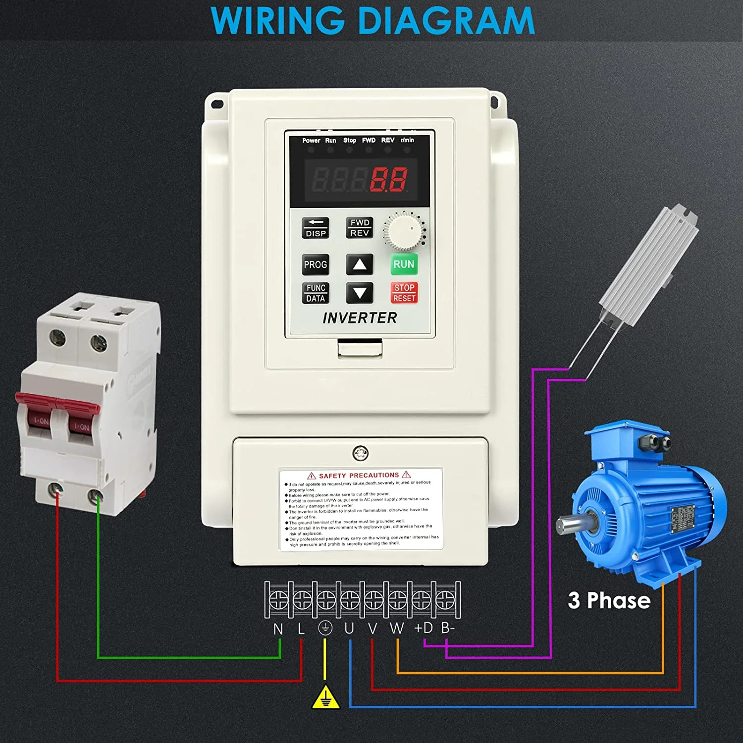 1.5kw 2HP Variable Frequency Drive, 8A VFD Inverter Single Phase to 3 Phase Frequency Converter for Spindle Motor Speed Control(Single-Phase Input, 3 Phase Output)