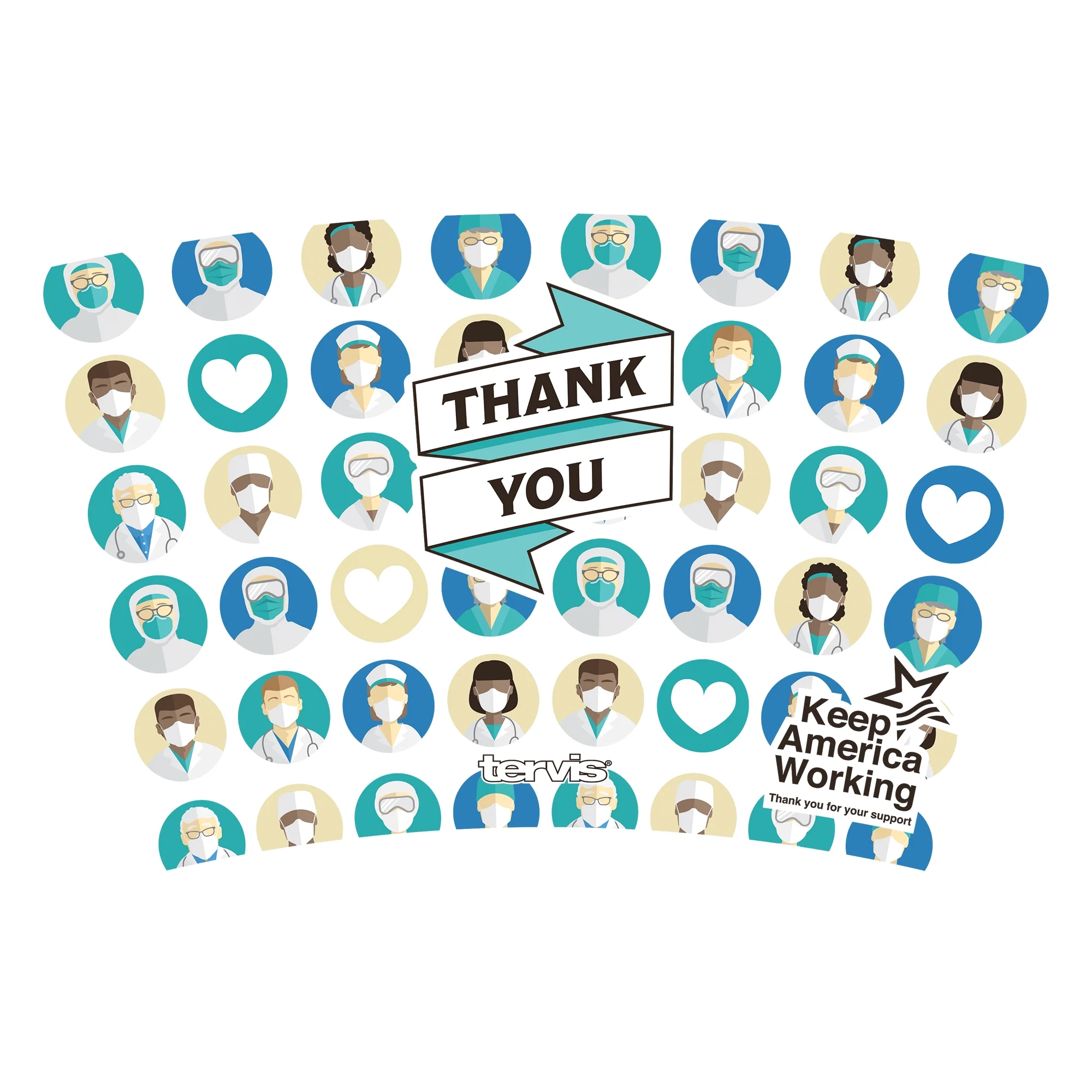 Tervis Healthcare Salute Made in USA Double Walled  Insulated Tumbler Travel Cup Keeps Drinks Cold & Hot, 16oz, Classic