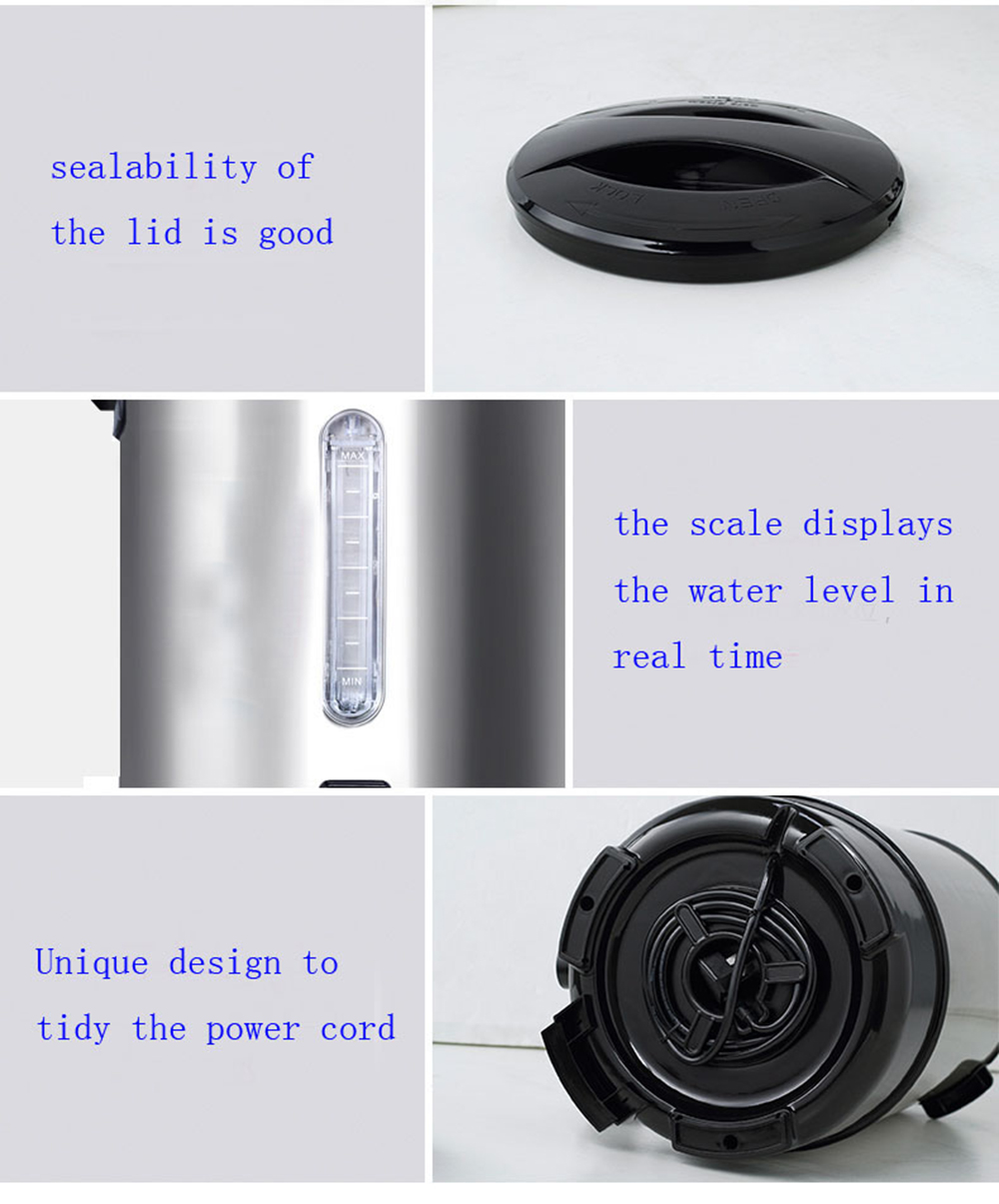 TECHTONGDA Hot Water Dispenser Commercial Home Stainless Steel Kettle Silver 19.6L