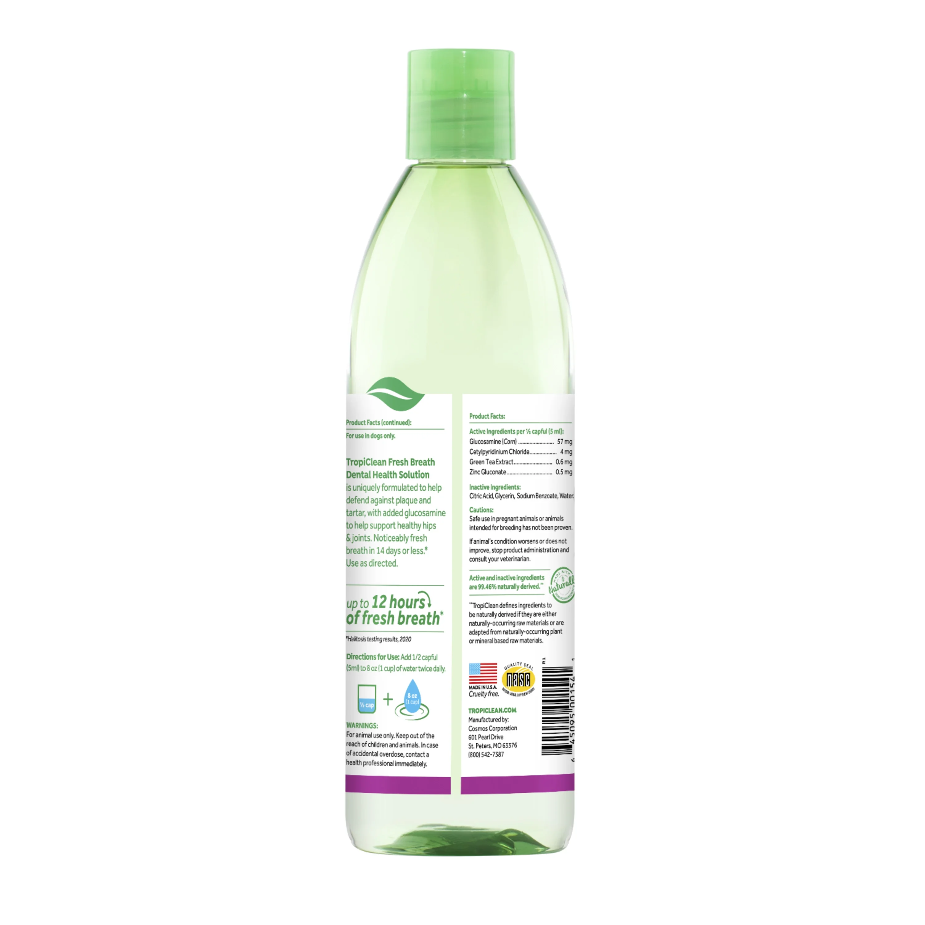 TropiClean Fresh Breath Oral Care Water Additive Plus Hip & Joint for Dogs, 16oz