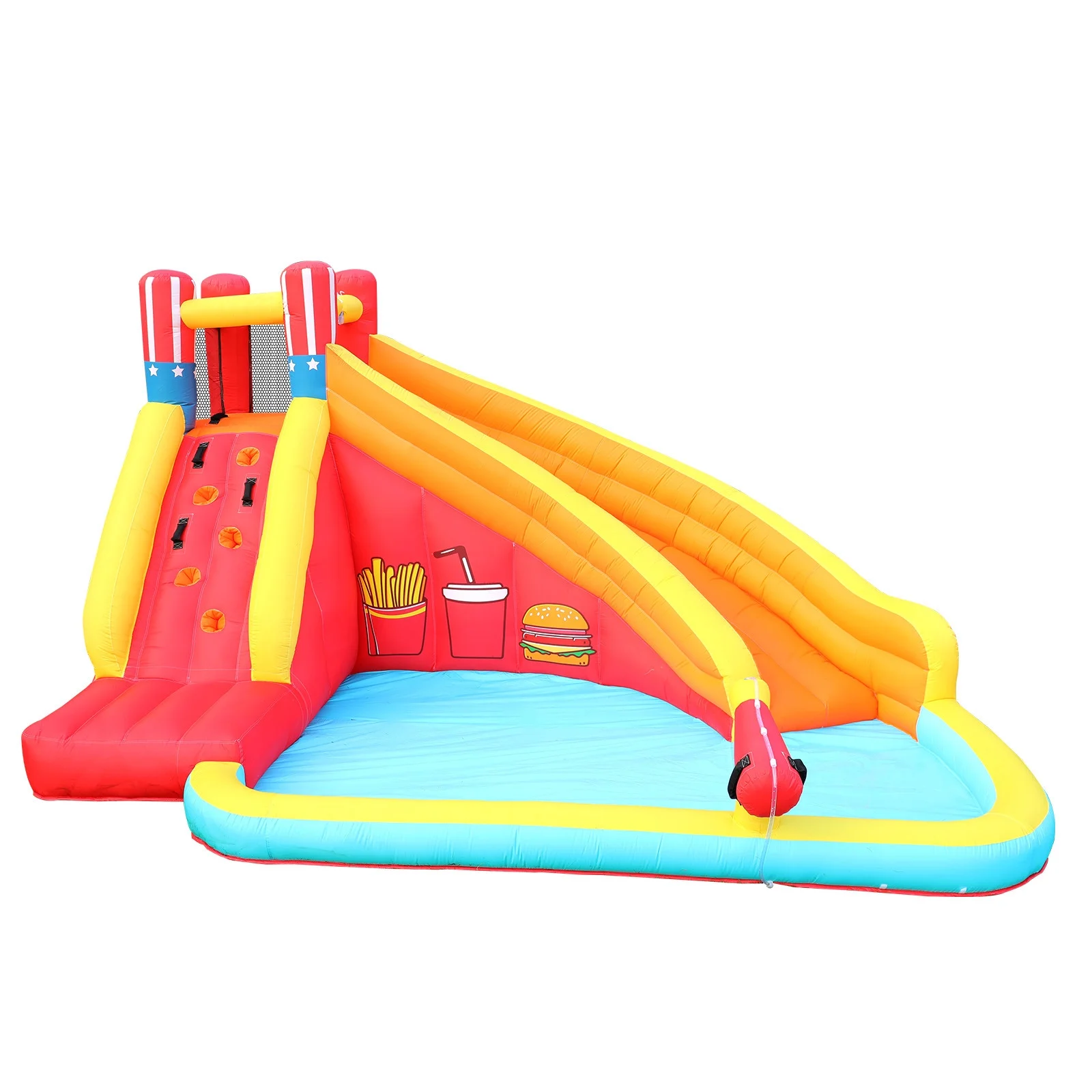 Resenkos Inflatable Water Slide Backyard Water Park,7 in 1 Water Bounce House with Blower,Bouncer,Splash Pool(Red)
