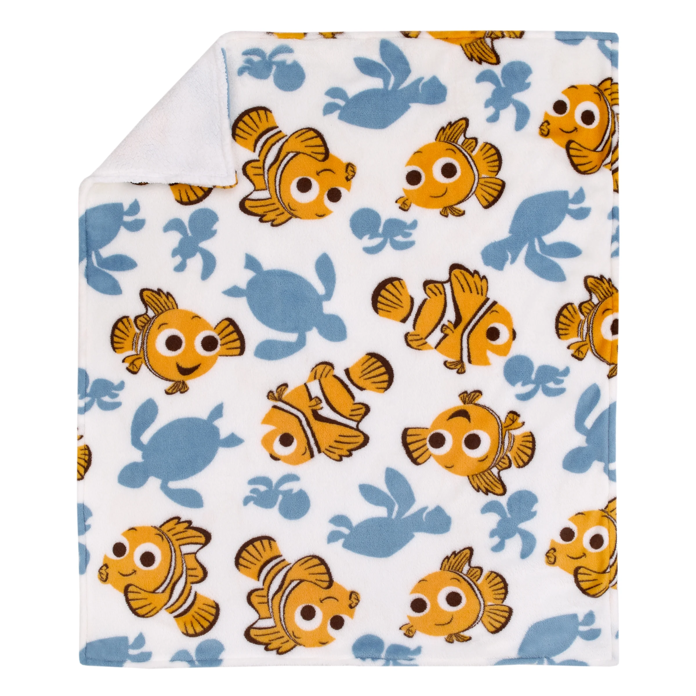 Disney Finding Nemo Orange and Teal Sherpa Baby Blanket