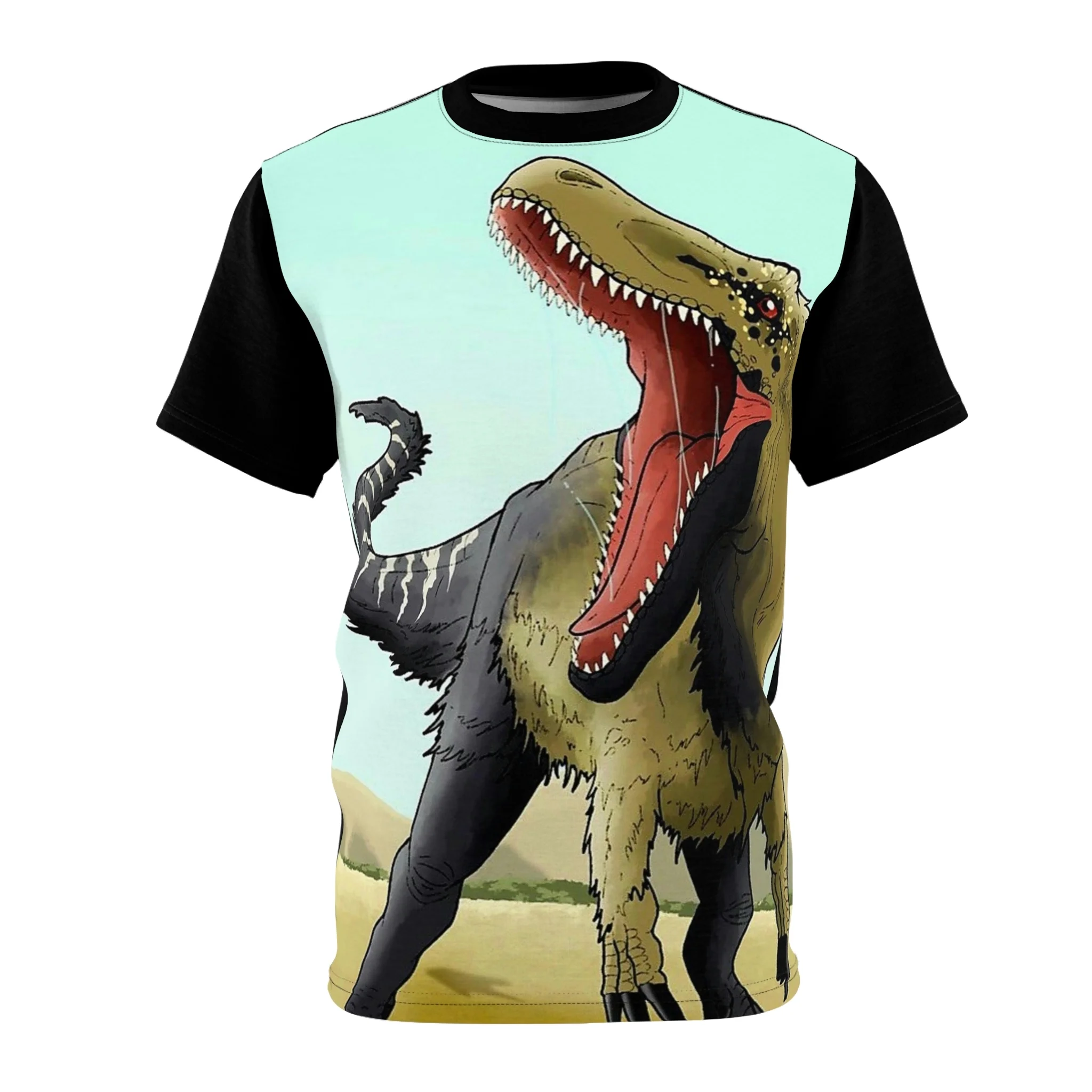 Angry Dinosaur Screamer Abstract Printed Unisex AOP Cut & Sew Tee