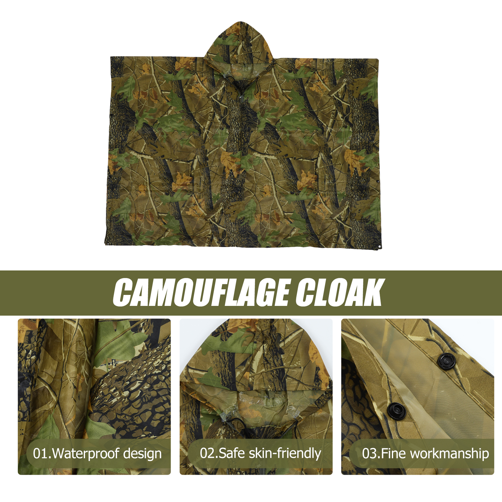 Etereauty Raincoat Poncho Rain Camocamouflageponchos Picnic Travel Hiking Camping Emergency Coat Ground Sheet Shelter Outdoor