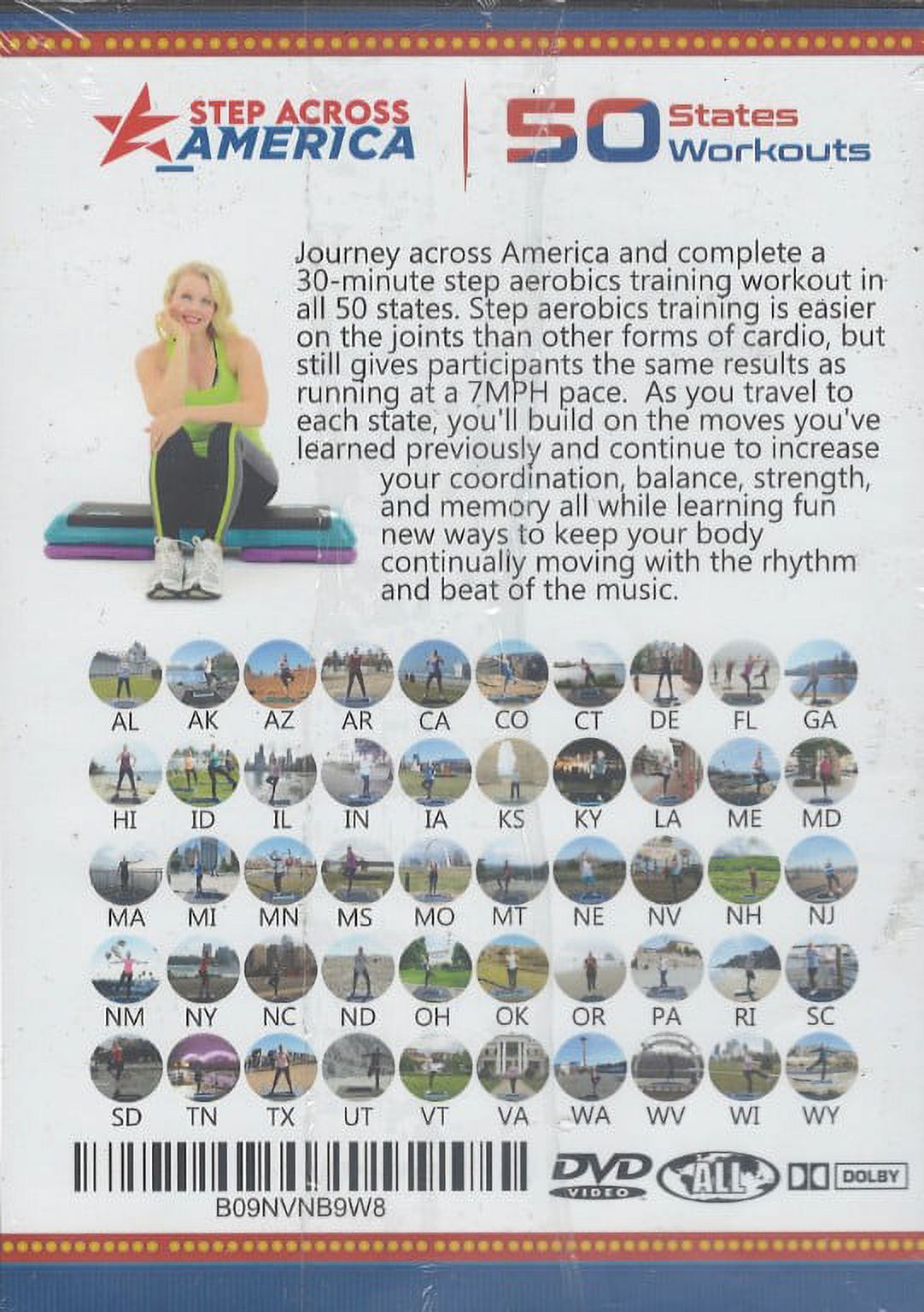 Step Across America Program 50 Workouts / 50 States with Jenny Ford - 10 DVD Set