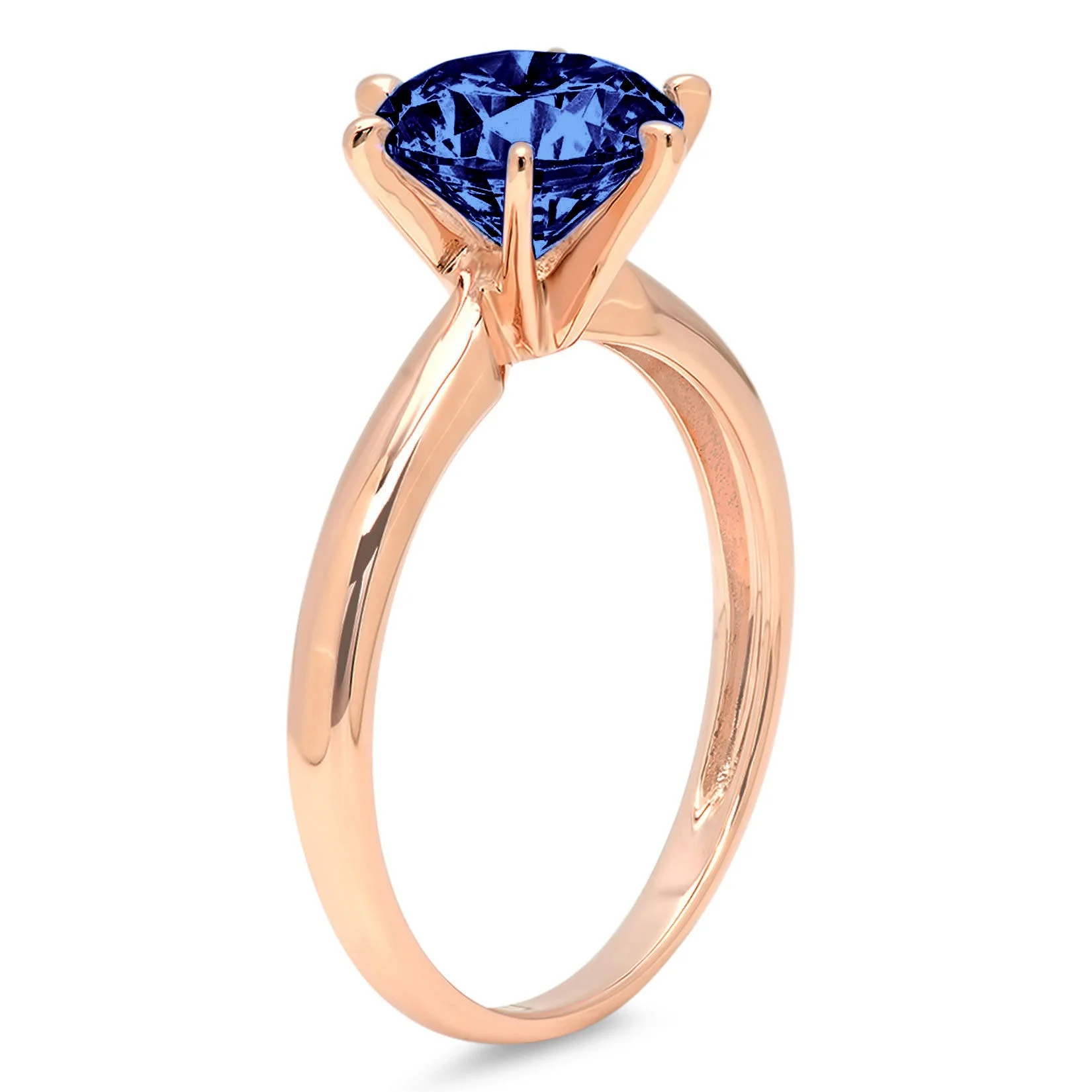2.5ct round cut blue simulated tanzanite 18k rose gold anniversary engagement ring size 9.5