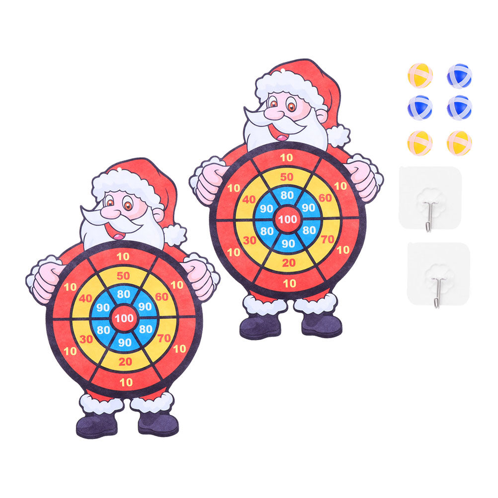 BESTONZON 2 Sets Portable Santa Claus Dart Board Toy Shooting Sticky Target Plaything