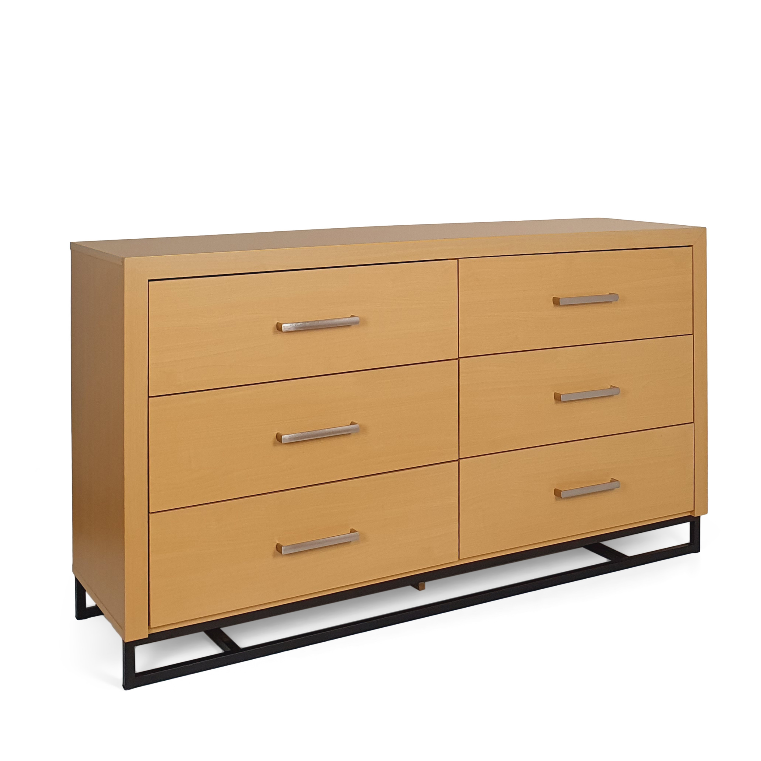 Noble House Cayuga Faux Wood 6 Drawer Double Dresser, Maple and Black