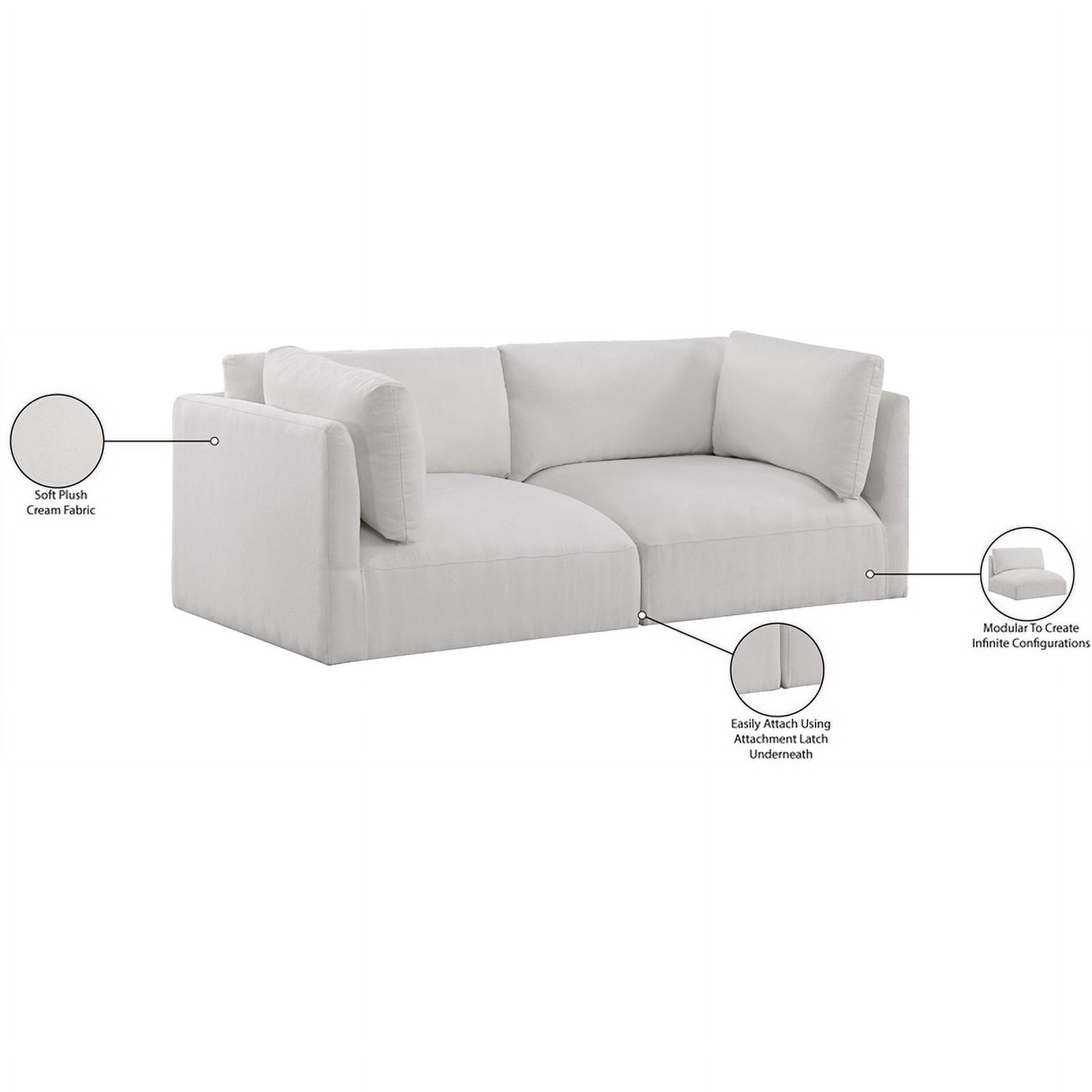 Meridian Furniture Ease Cream Fabric Modular Sofa
